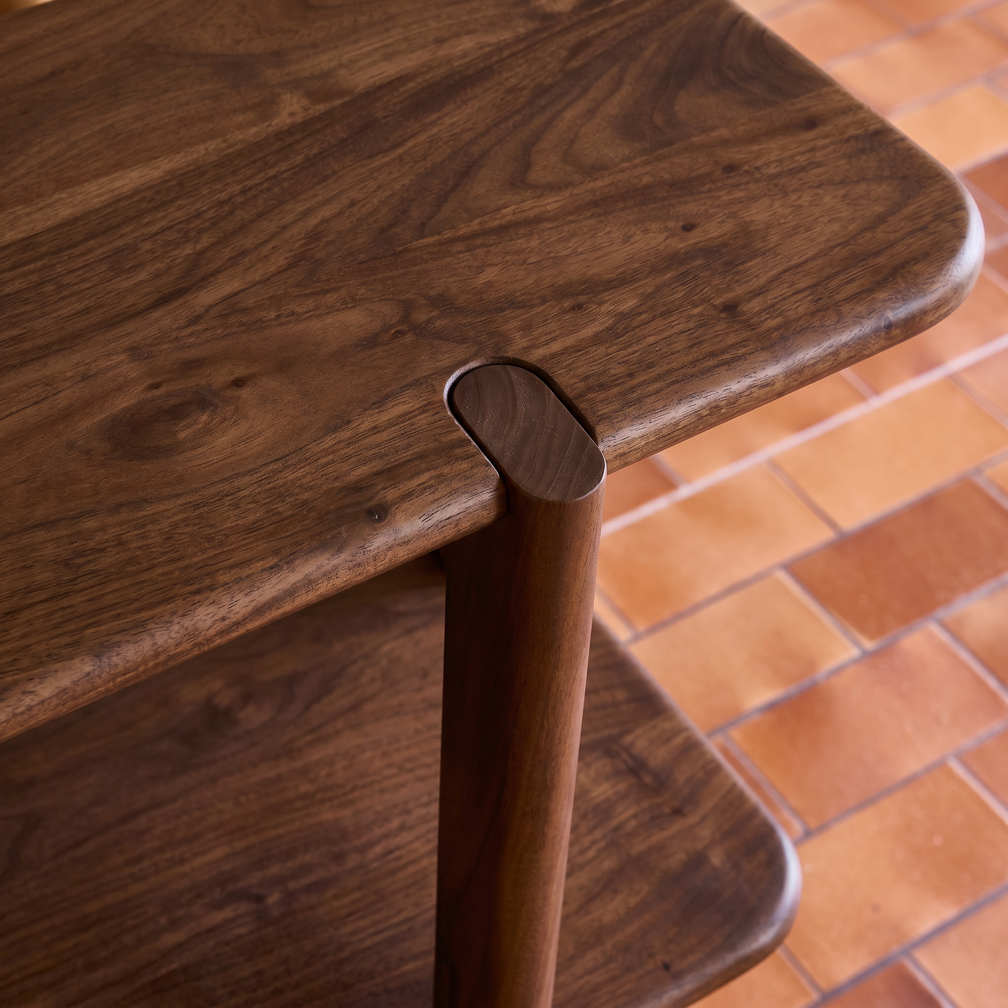Consola exótica de madera de acacia con 1 estante Nogal - 120x35x77 cm Photo3