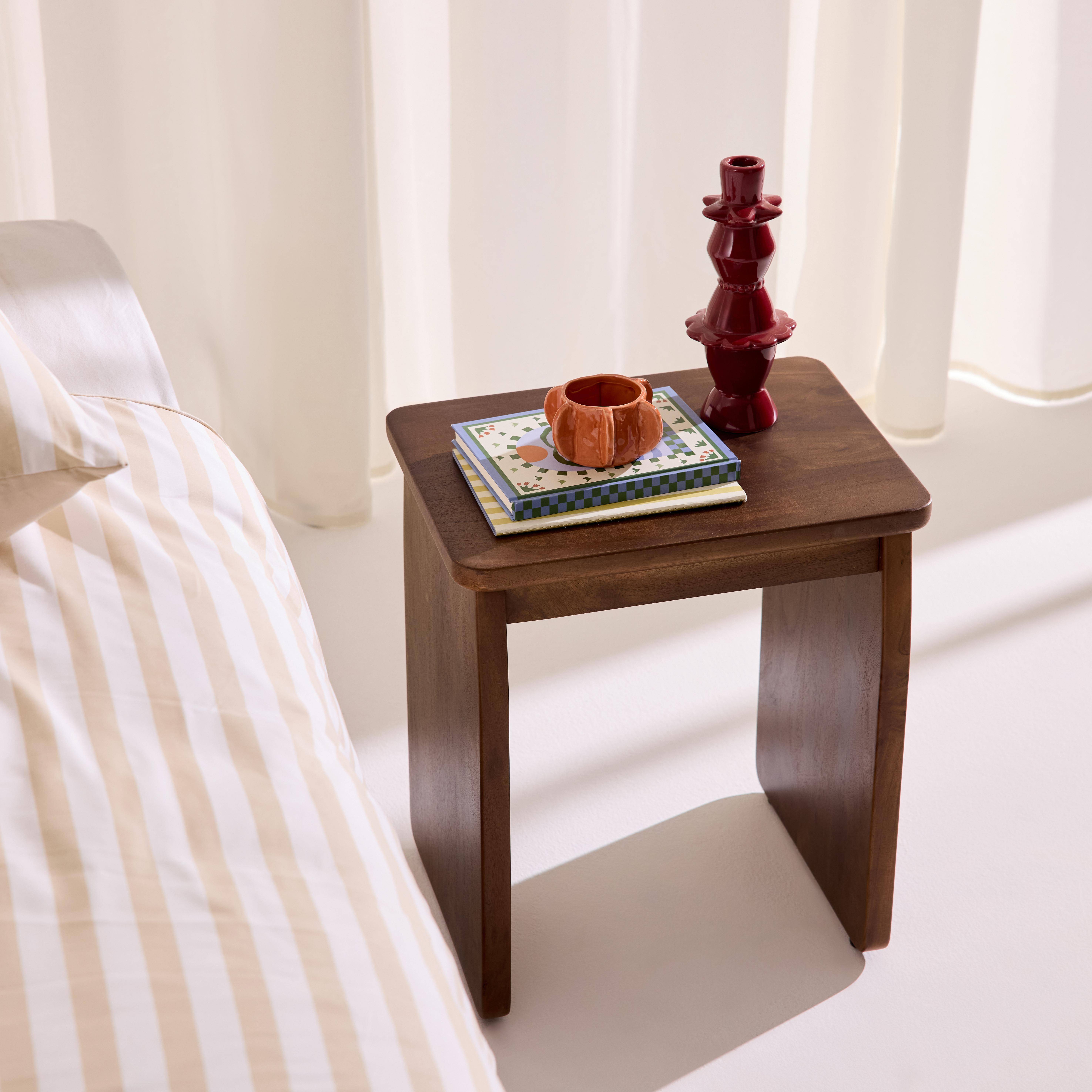 Table de chevet, table d'appoint exotique bois d'acacia noyer - Asha Photo1