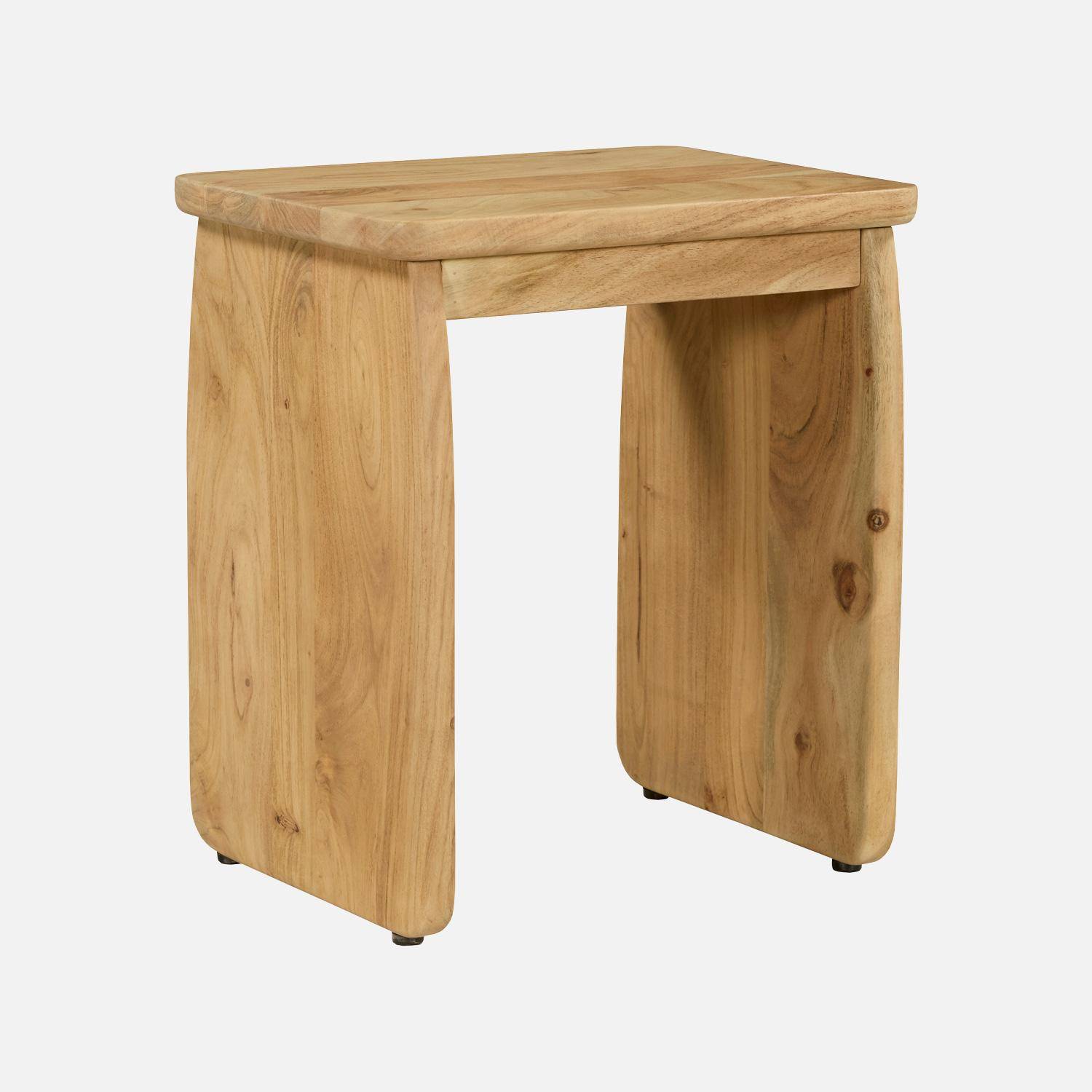 Mesita de noche, mesa auxiliar exótica de madera de acacia Natural - 40x30x45 cm,sweeek,Photo2