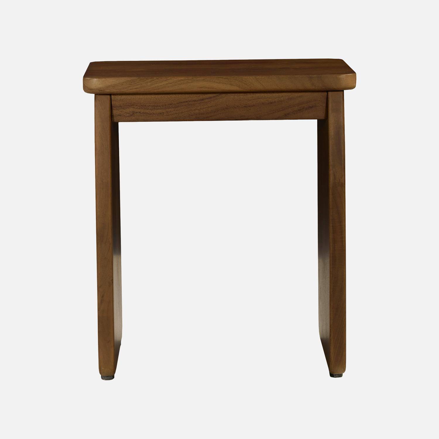 Mesita de noche, mesa auxiliar exótica de madera de acacia, set de 2, Asha, Nogal, 40x30x45 cm,sweeek,Photo5