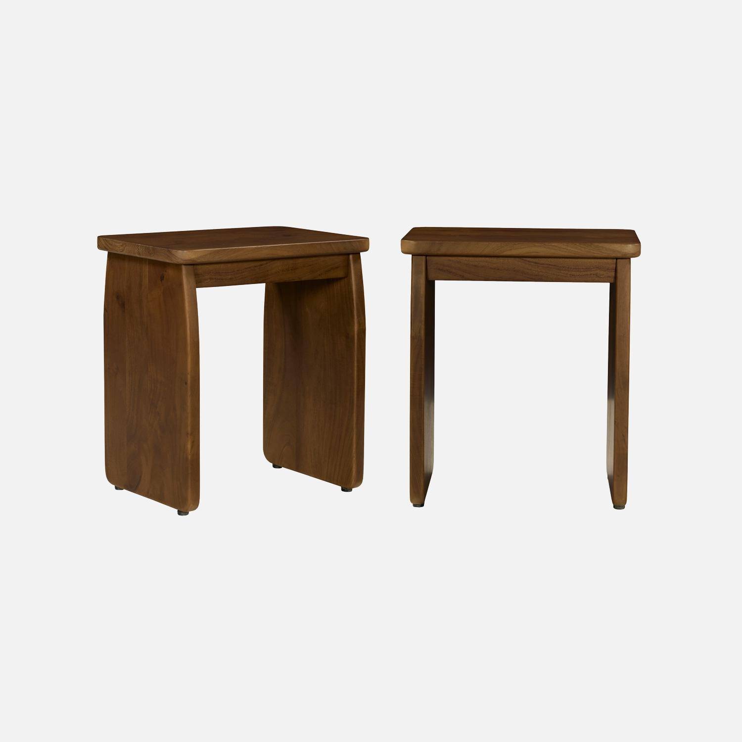 Mesita de noche, mesa auxiliar exótica de madera de acacia, set de 2, Asha, Nogal, 40x30x45 cm,sweeek,Photo2