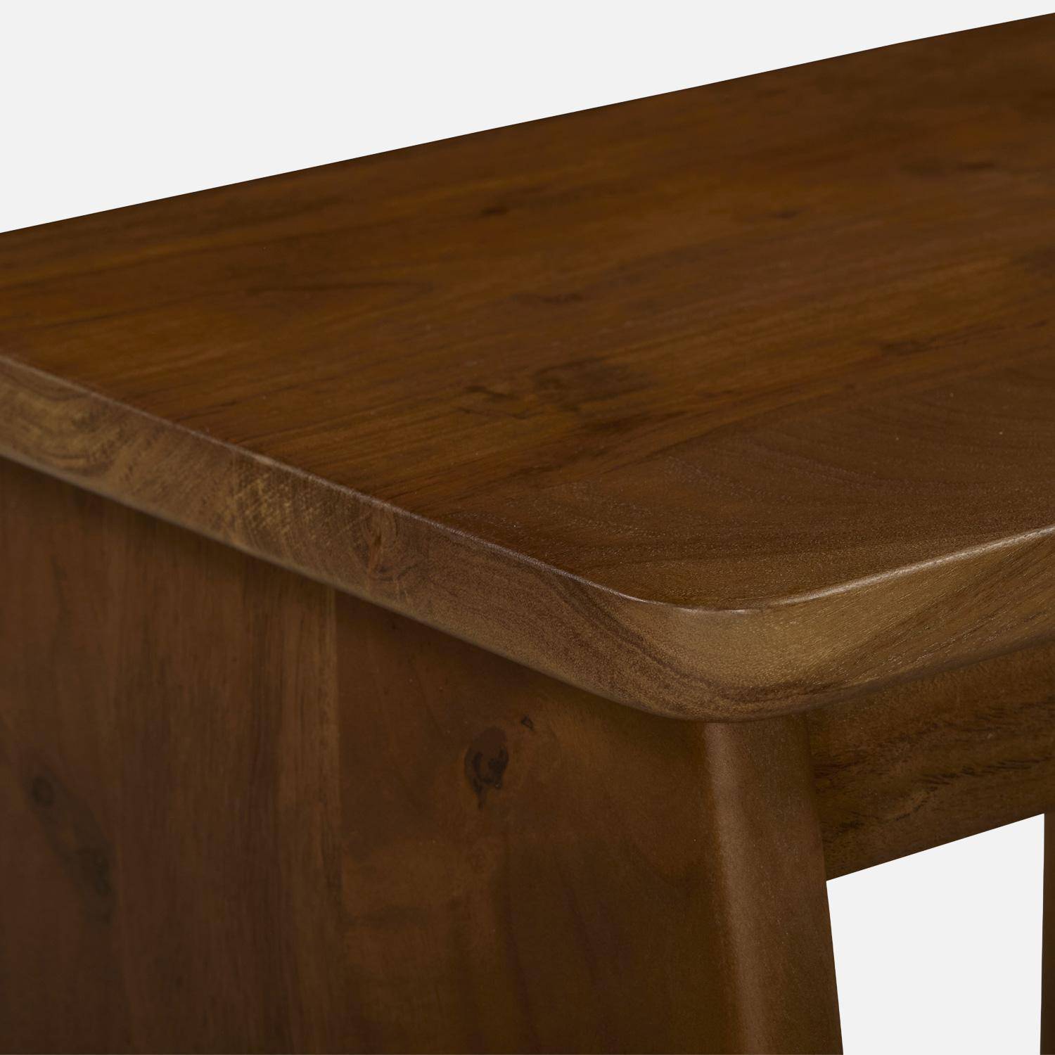 Mesita de noche, mesa auxiliar exótica de madera de acacia, set de 2, Asha, Nogal, 40x30x45 cm,sweeek,Photo4