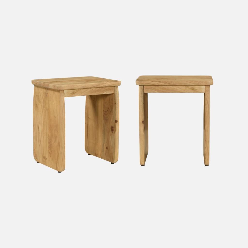 Lot de 2 tables de chevet, d'appoint exotique bois d'acacia naturel