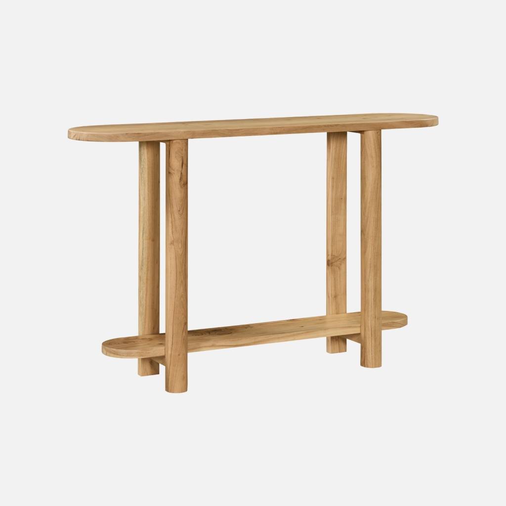 Console ovale bois d'acacia 2 niveaux naturel