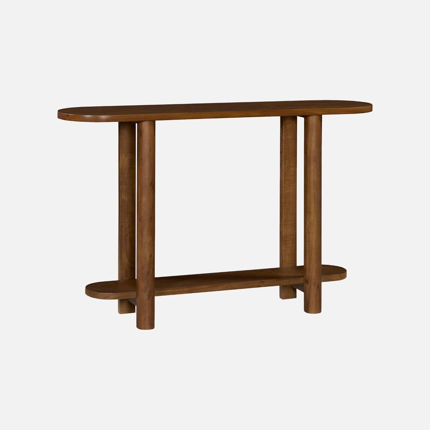 Console ovale bois d'acacia 2 niveaux noyer - Sana Photo1