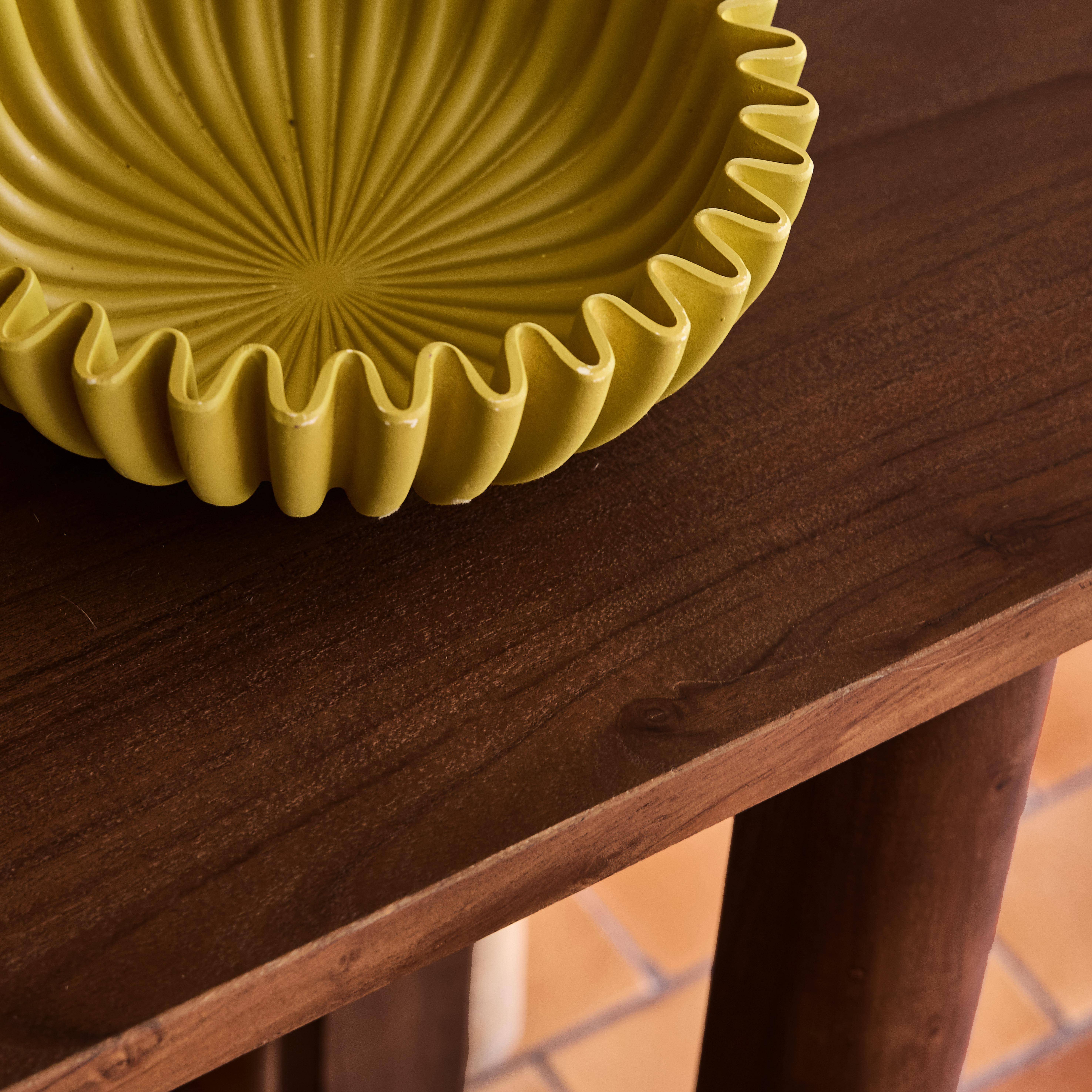 Consolle ovale in legno di acacia a 2 livelli Noce - 120x30x75 cm Photo3