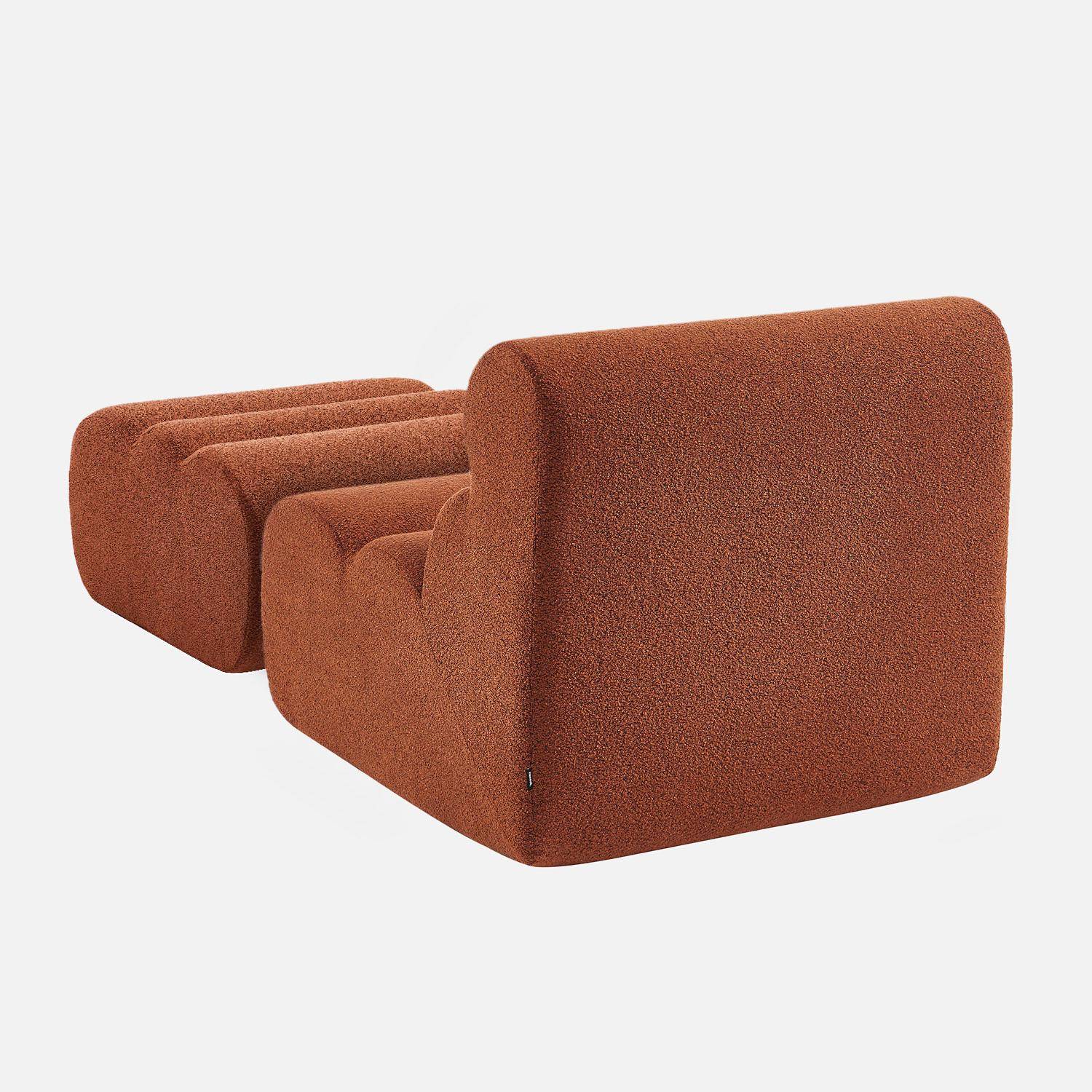 Chauffeuse bouclette texturée 1 place avec repose pieds terracotta - Nova,sweeek,Photo4