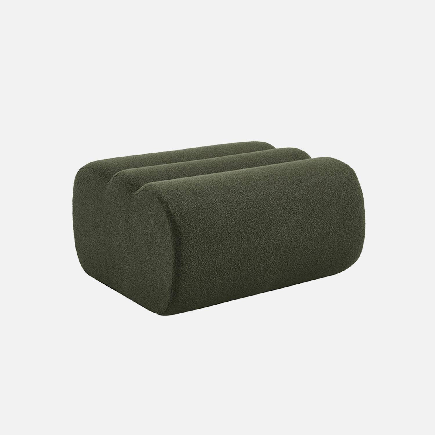 Stoffen fauteuil getextureerde bouclé 1 zitplaats met voetenbankje kaki - Nova,sweeek,Photo4