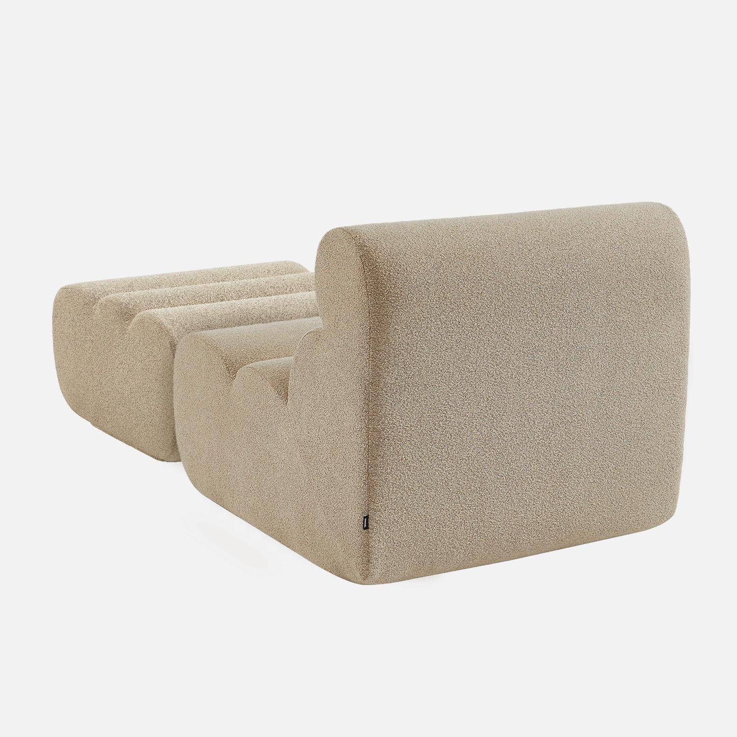 Sessel mit strukturiertem Bouclé-Bezug und Hocker beige - Nova,sweeek,Photo3