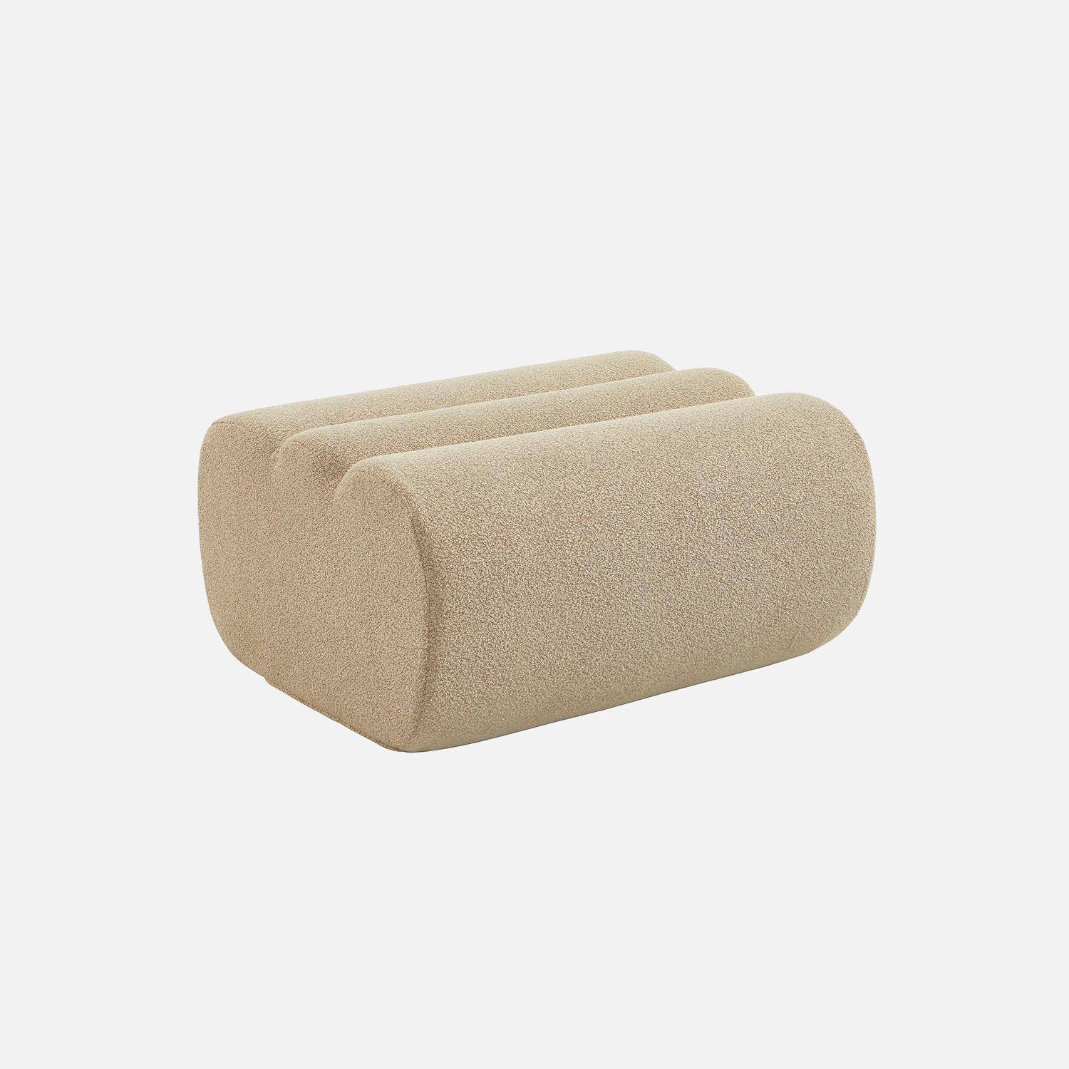 Stoffen fauteuil getextureerde bouclé 1 zitplaats met voetenbankje beige - Nova,sweeek,Photo4