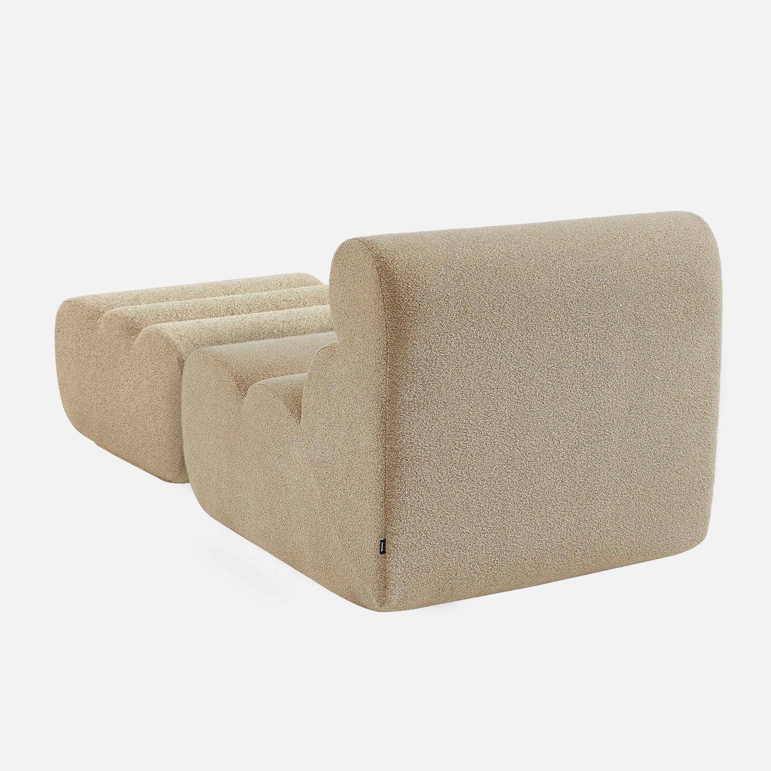 Stoffen fauteuil getextureerde bouclé 1 zitplaats met voetenbankje beige - Nova,sweeek,Photo5