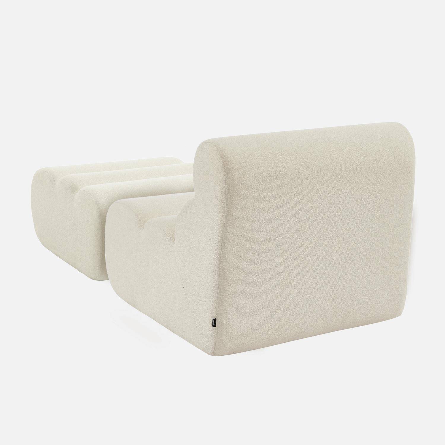 Stoffen fauteuil getextureerde bouclé 1 zitplaats met voetenbankje wit - Nova,sweeek,Photo5