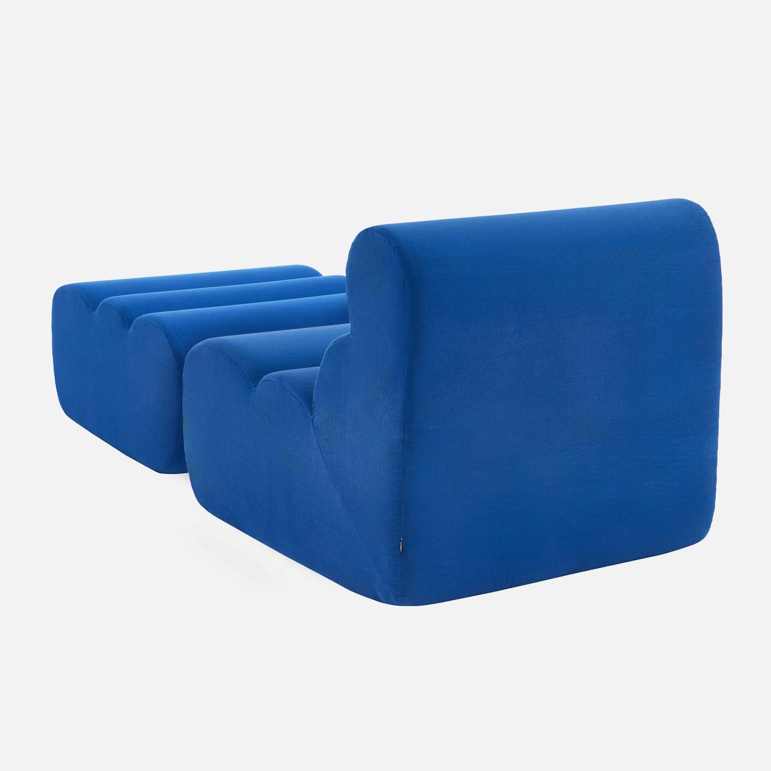 Chauffeuse tissu 1 place avec repose pieds bleu électrique - Nova,sweeek,Photo4