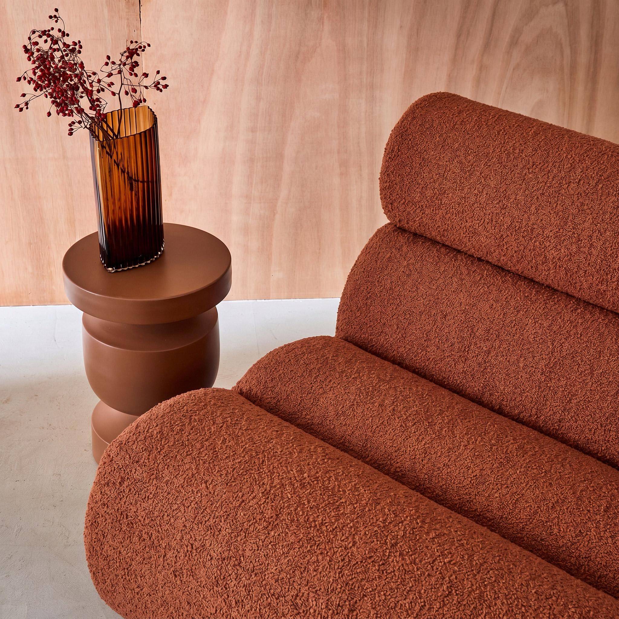 Sofá modular de borreguito con reposapiés, 3 plazas  Terracota - 162x99x75 cm Photo2