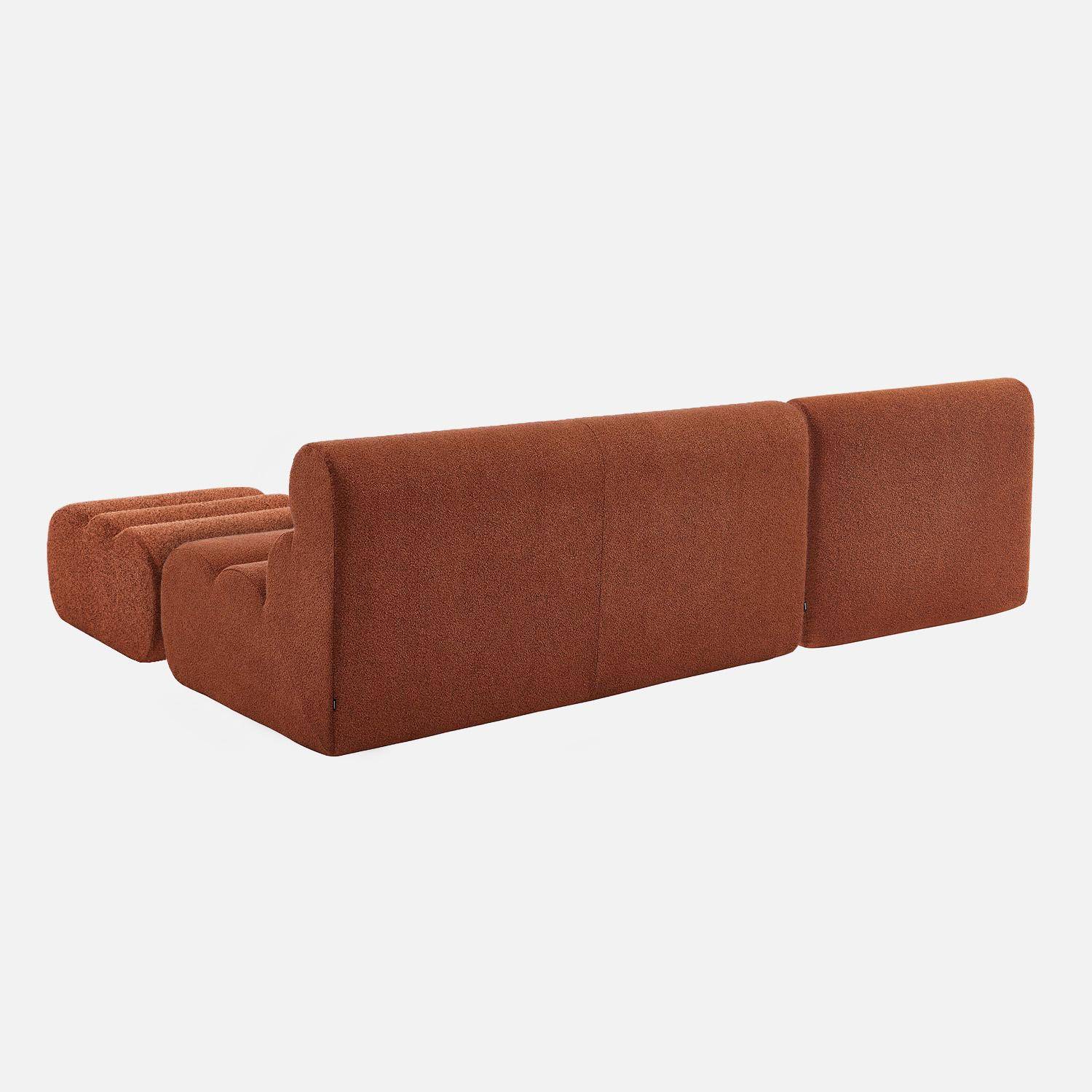 Sofá modular de borreguito con reposapiés, 3 plazas  Terracota - 162x99x75 cm,sweeek,Photo5