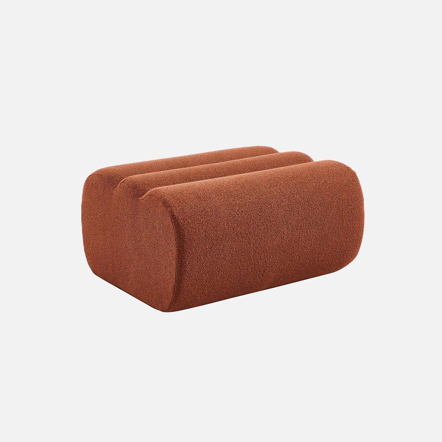 Canapé modulable bouclette texturée 3 places avec repose pied terracotta - Nova,sweeek,Photo5