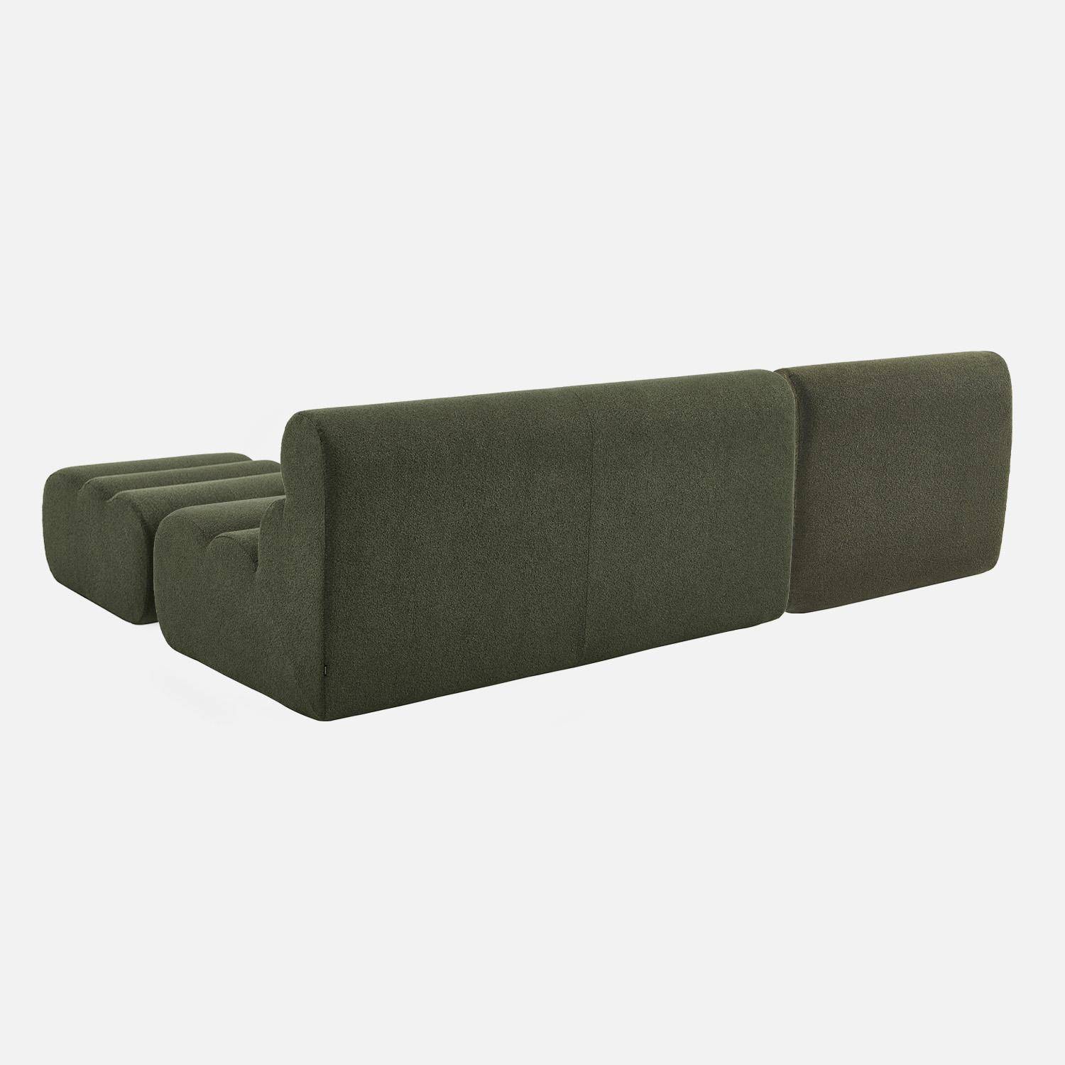 Canapé modulable bouclette texturée 3 places avec repose pied kaki - Nova,sweeek,Photo5