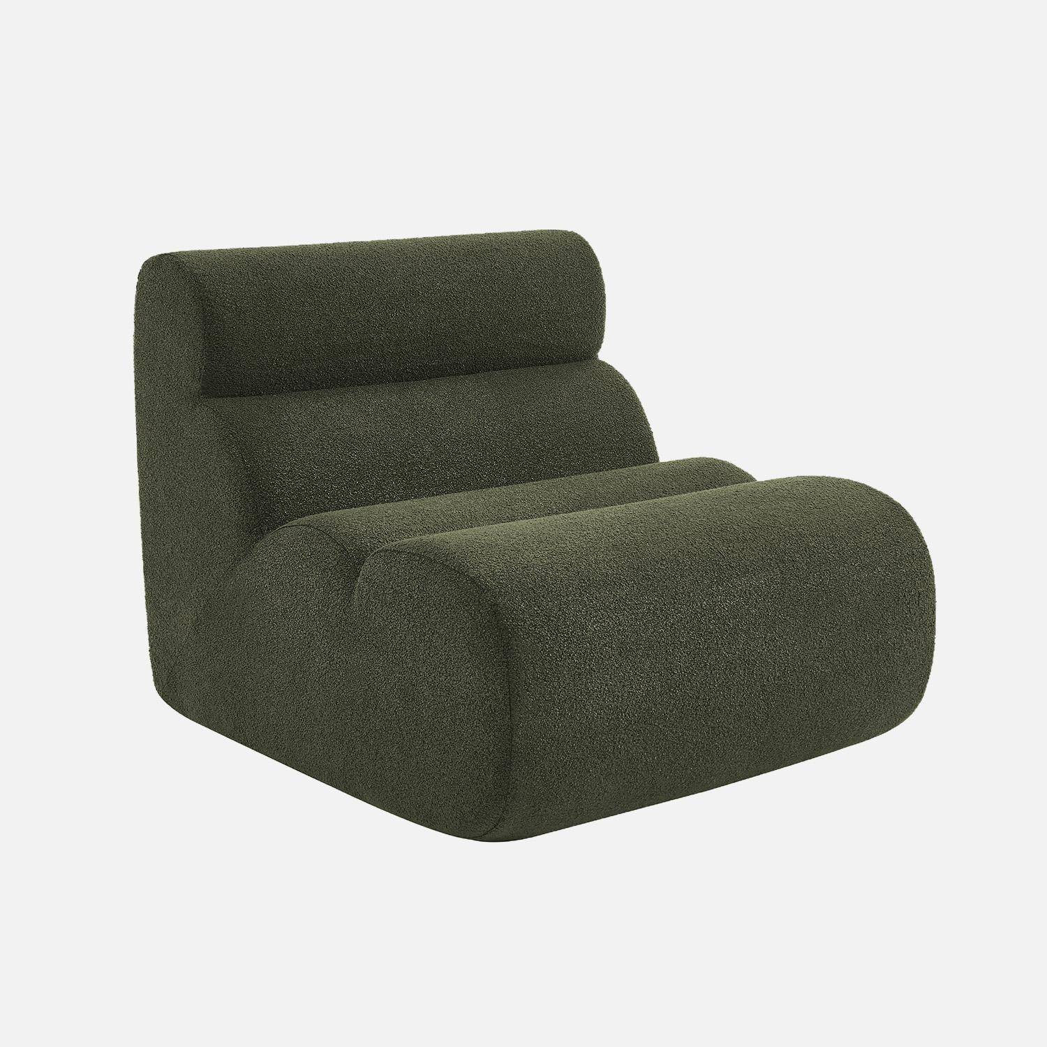 Canapé modulable bouclette texturée 3 places avec repose pied kaki - Nova Photo4