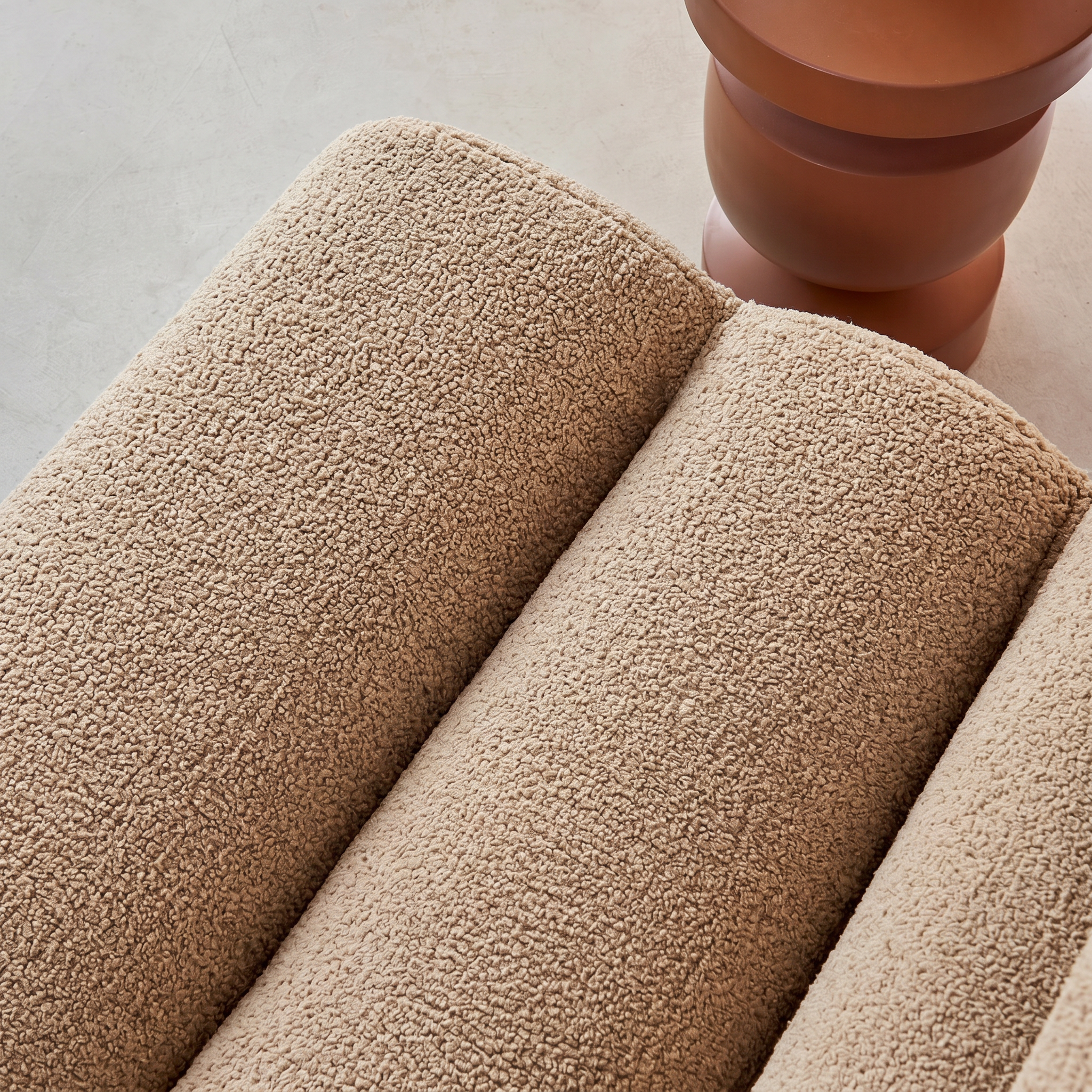 Canapé modulable bouclette texturée 3 places avec repose pied beige - Nova Photo3
