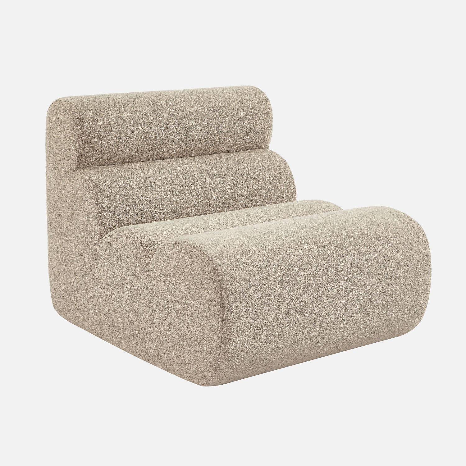 Canapé modulable bouclette texturée 3 places avec repose pied beige - Nova Photo4