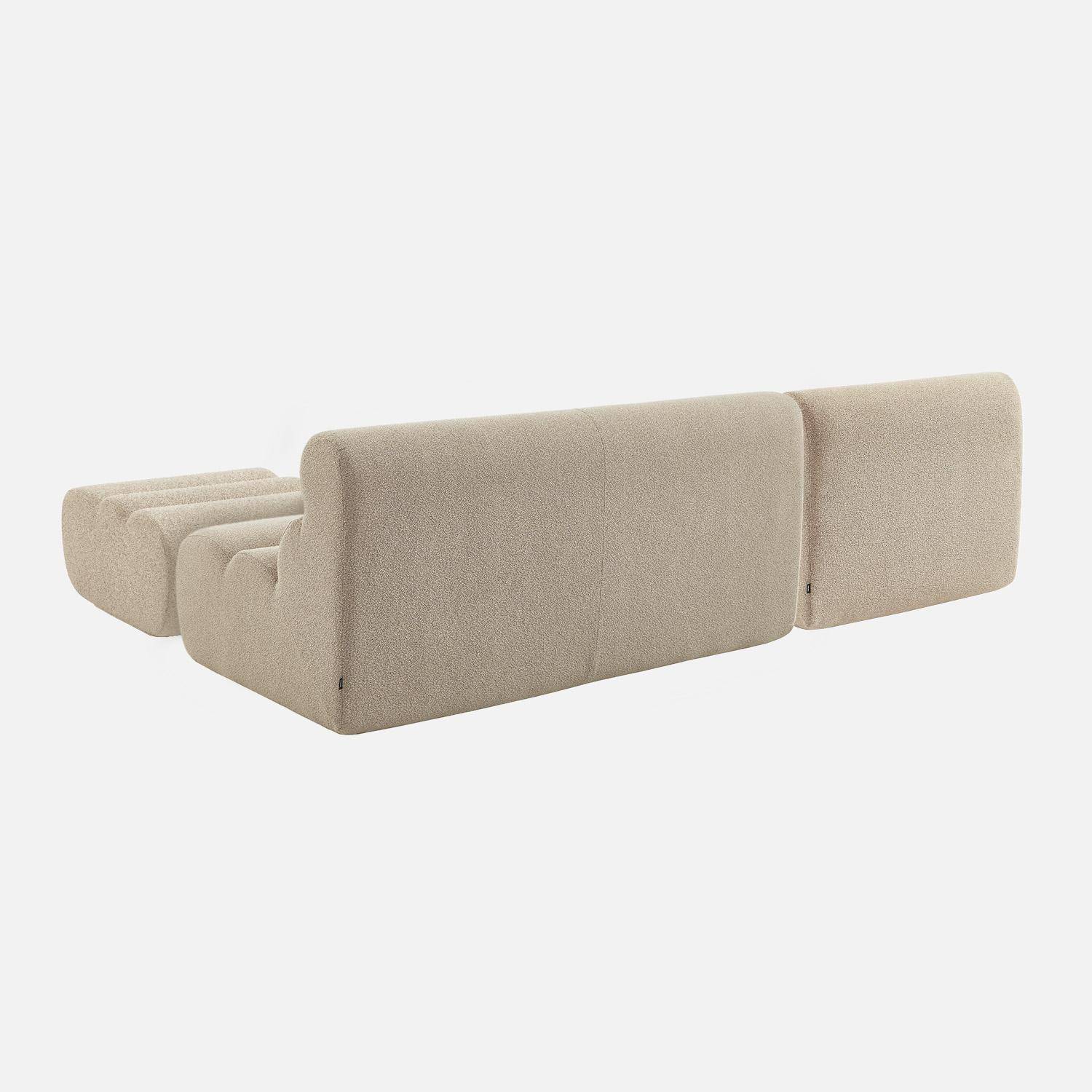 Canapé modulable bouclette texturée 3 places avec repose pied beige - Nova,sweeek,Photo5