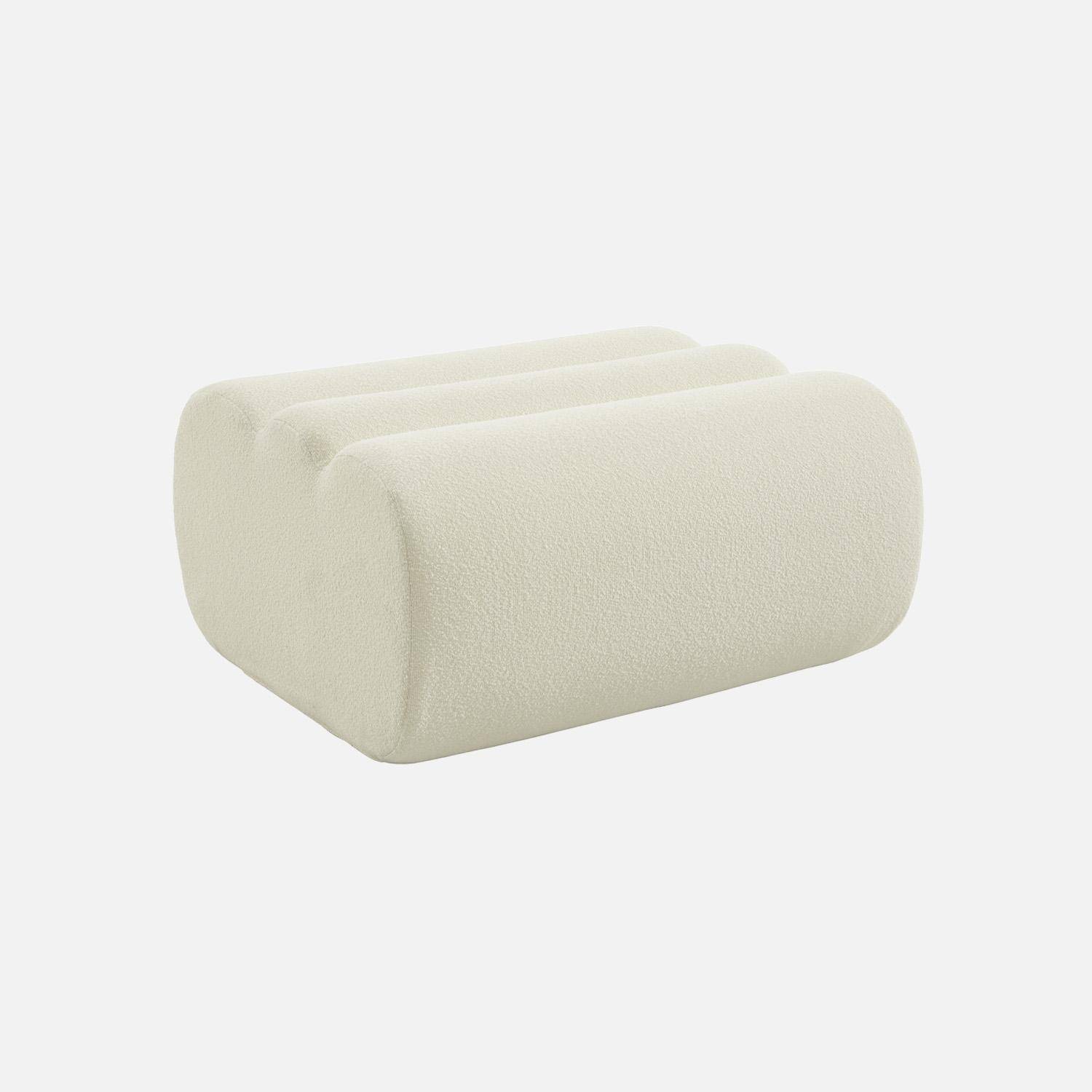 Canapé modulable bouclette texturée 3 places avec repose pied blanc - Nova Photo5