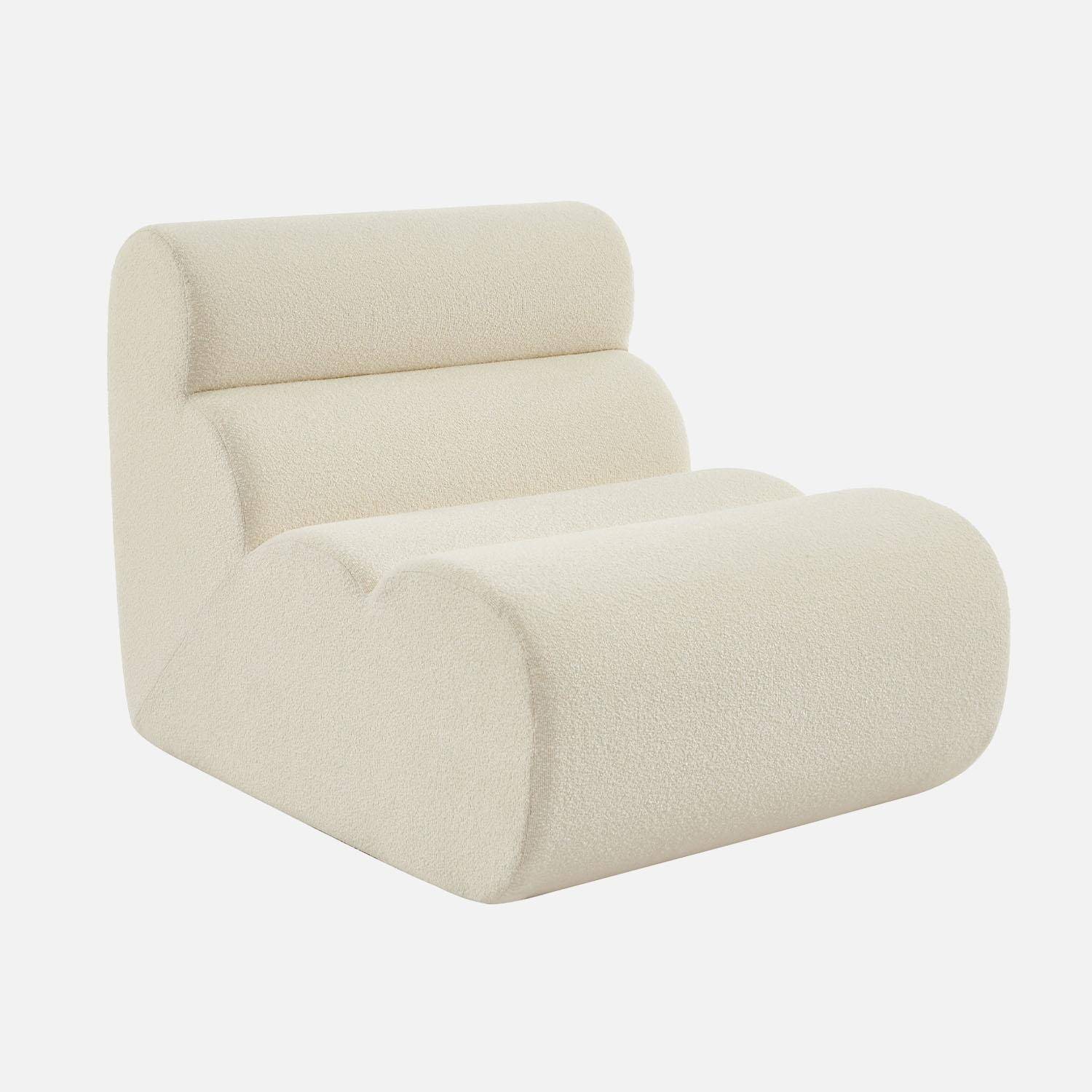 Canapé modulable bouclette texturée 3 places avec repose pied blanc - Nova Photo4