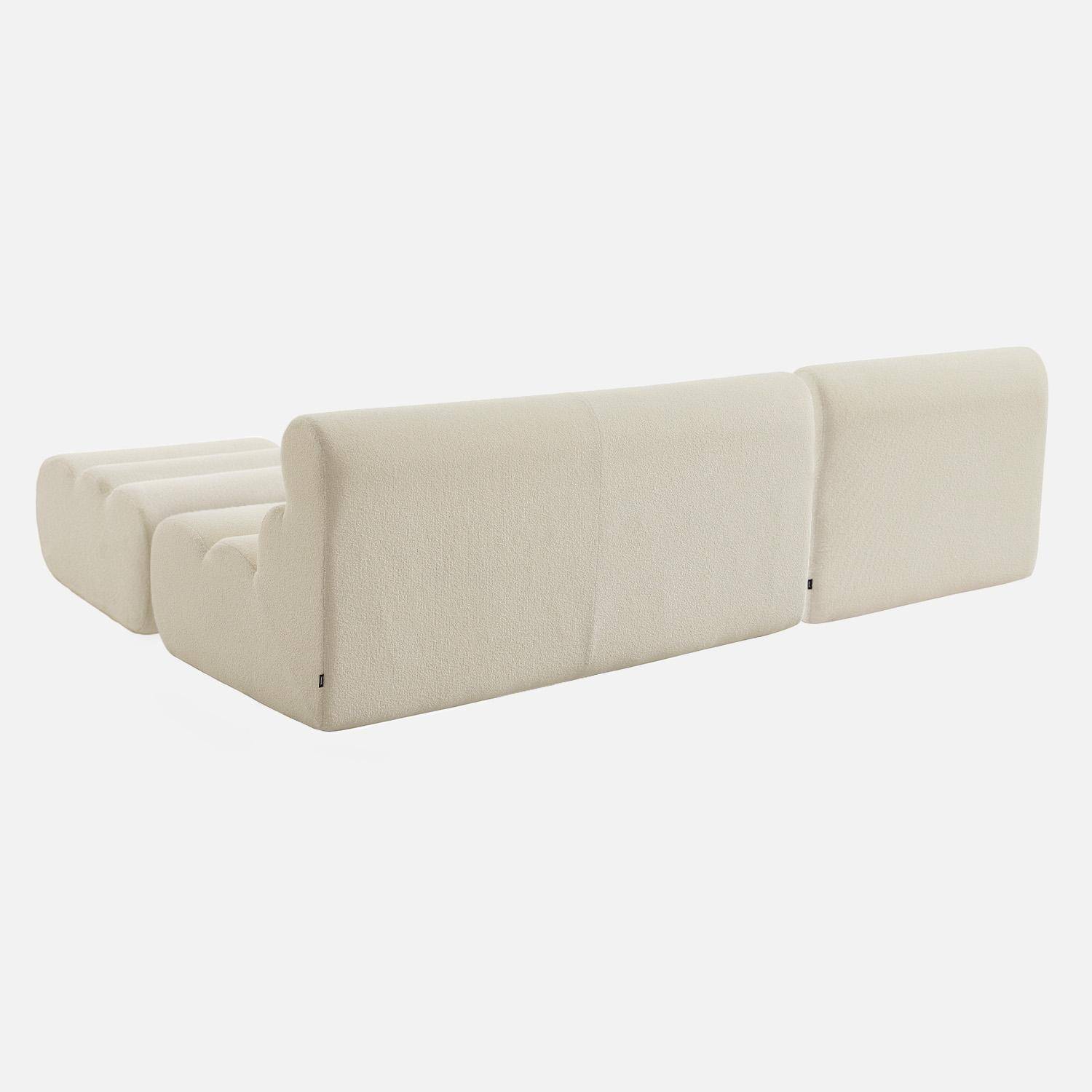 Canapé modulable bouclette texturée 3 places avec repose pied blanc - Nova Photo6