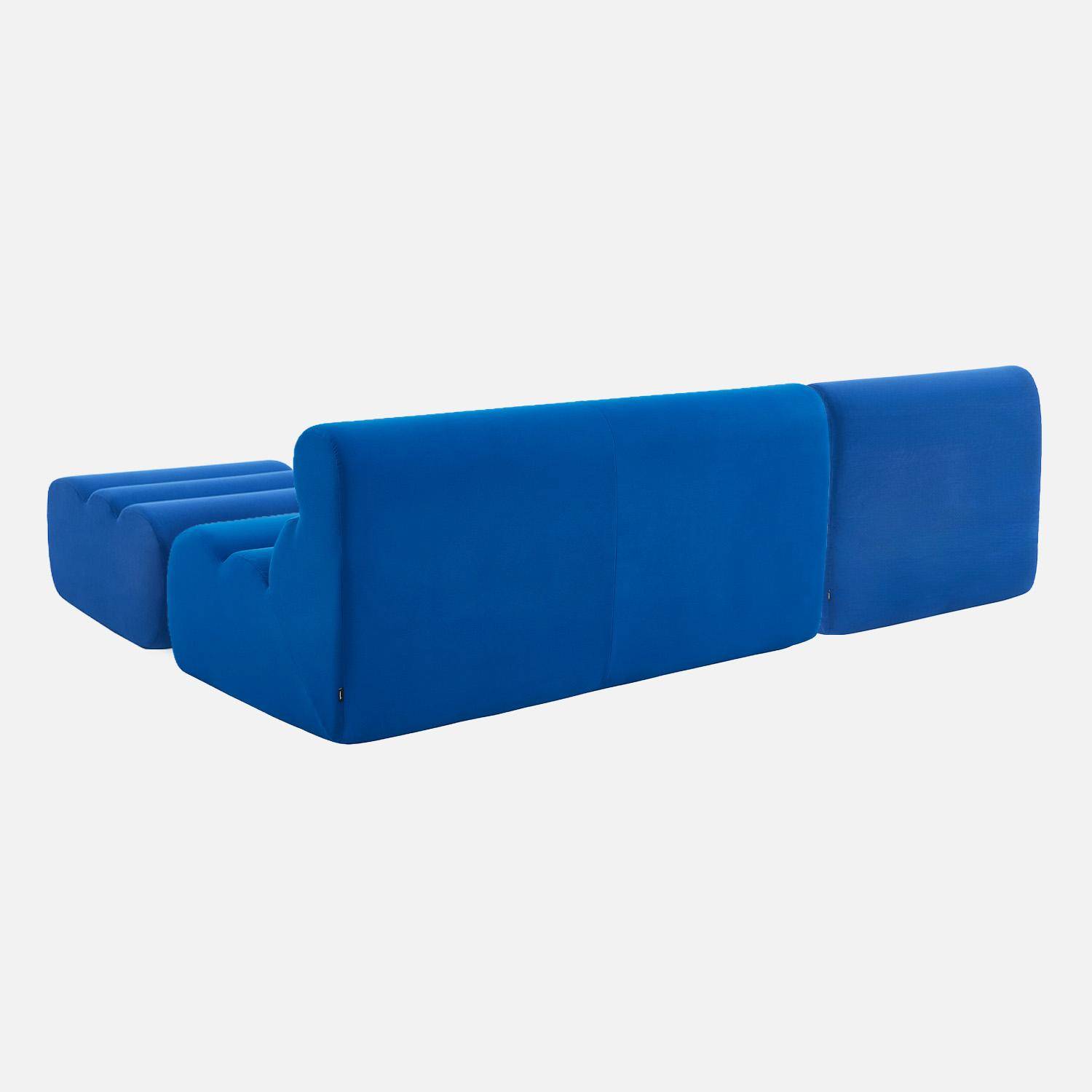 Canapé modulable tissu 3 places avec repose pied bleu électrique - Nova,sweeek,Photo7