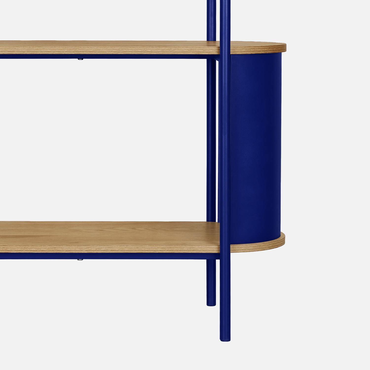 Etagère bibliothèque métal courbé et décor bois 5 niveaux bleu - Molto,sweeek,Photo5