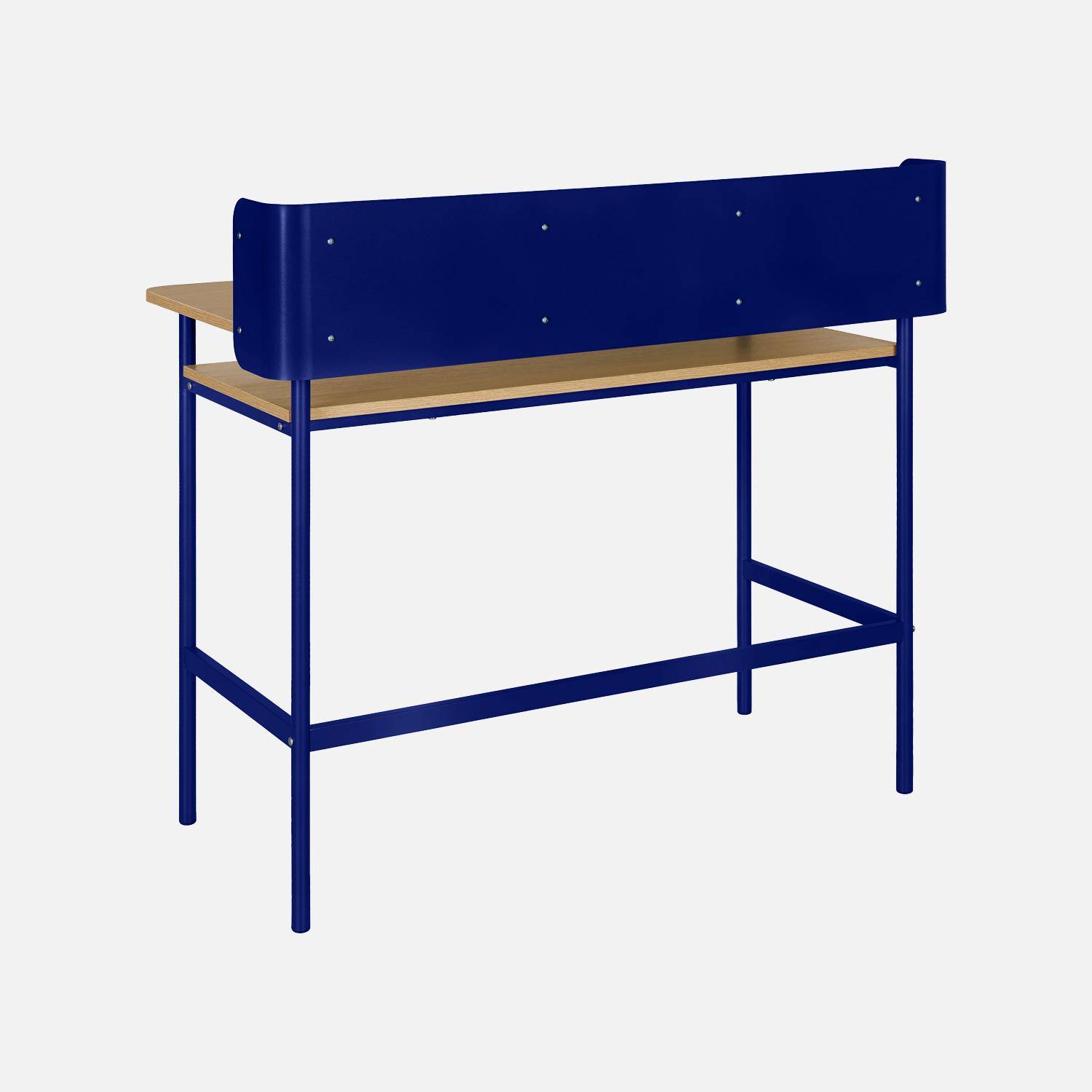 Bureau métal et décor bois 3 niches 100cm bleu - Molto Photo5