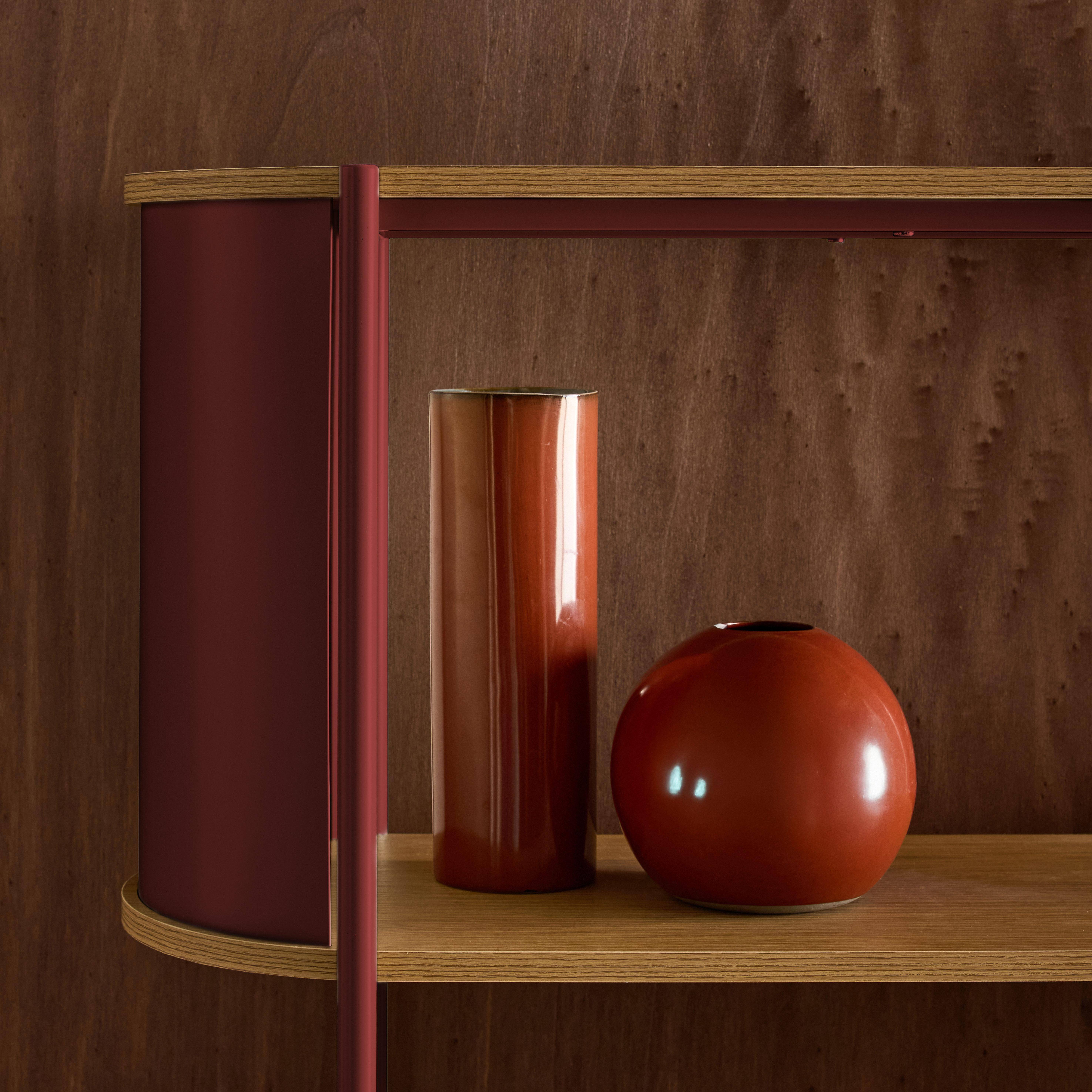 Estante de biblioteca em metal com acabamento em madeira e 5 prateleiras Vermelho - 80x33.8x172 cm Photo4