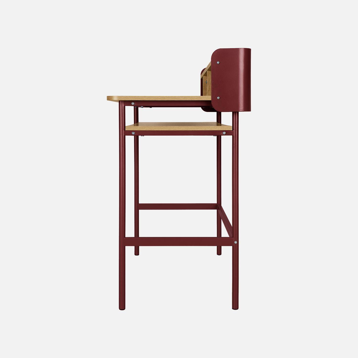 Bureau métal et décor bois 3 niches 100cm rouge - Molto,sweeek,Photo3