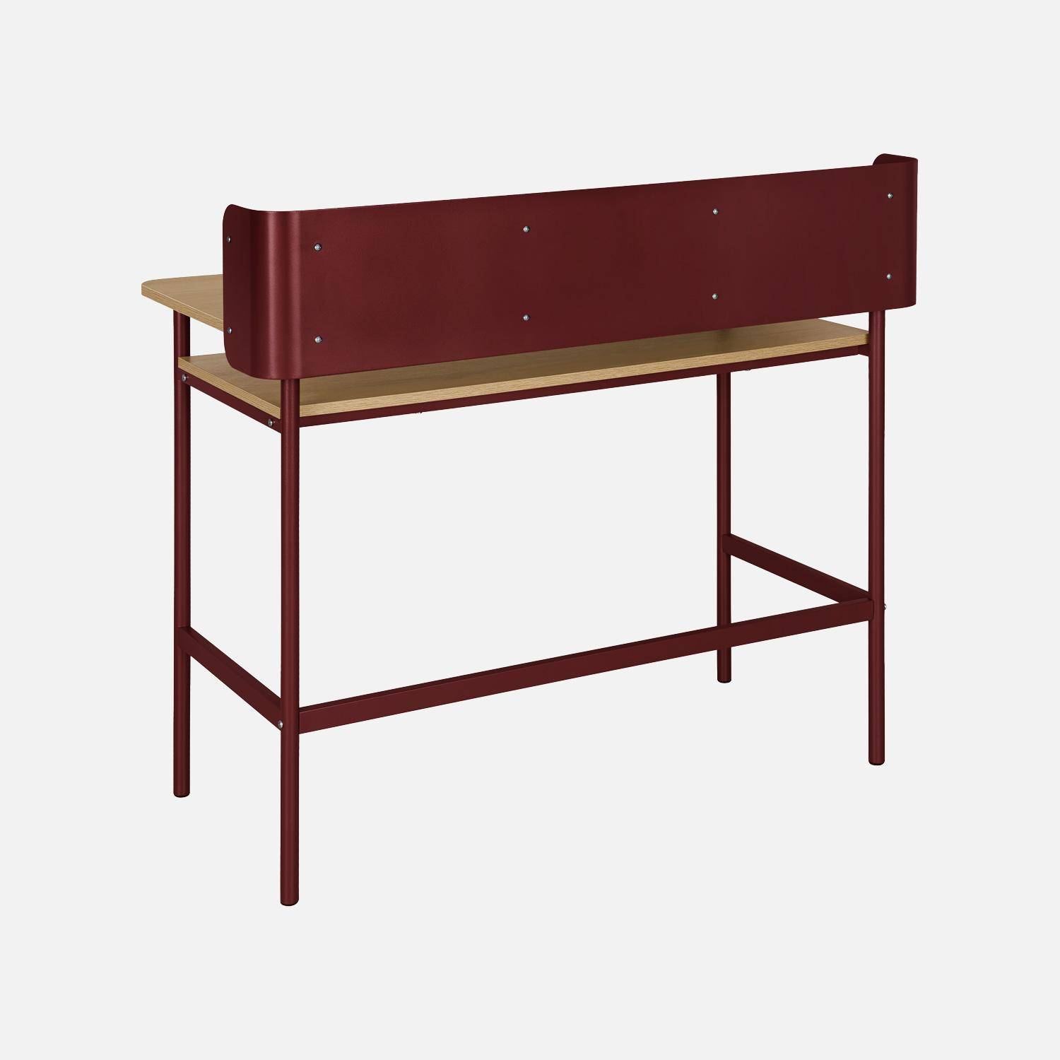 Bureau métal et décor bois 3 niches 100cm rouge - Molto Photo4