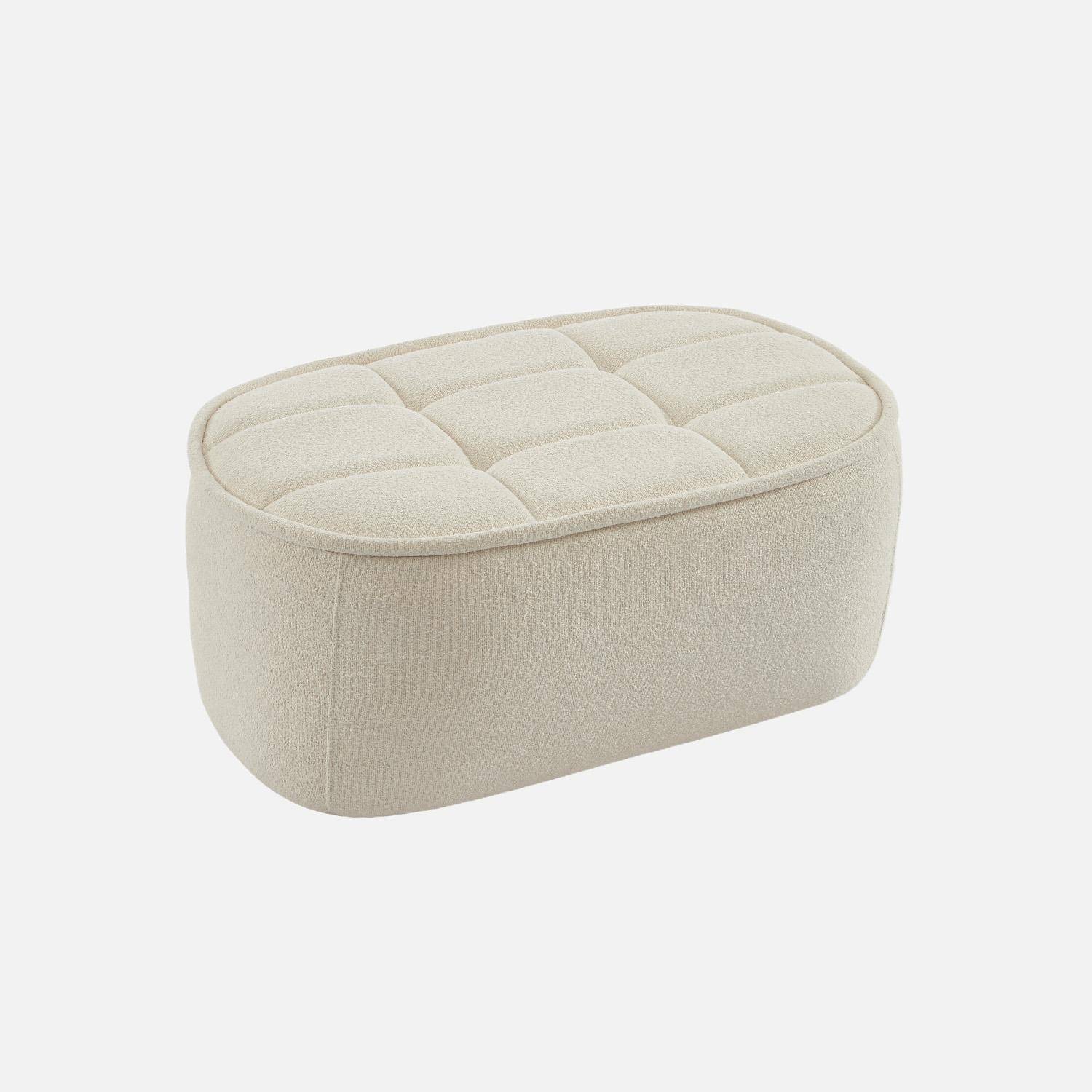 Canapé modulable bouclette texturée 3 places avec repose pied blanc cassé - Boni Photo4