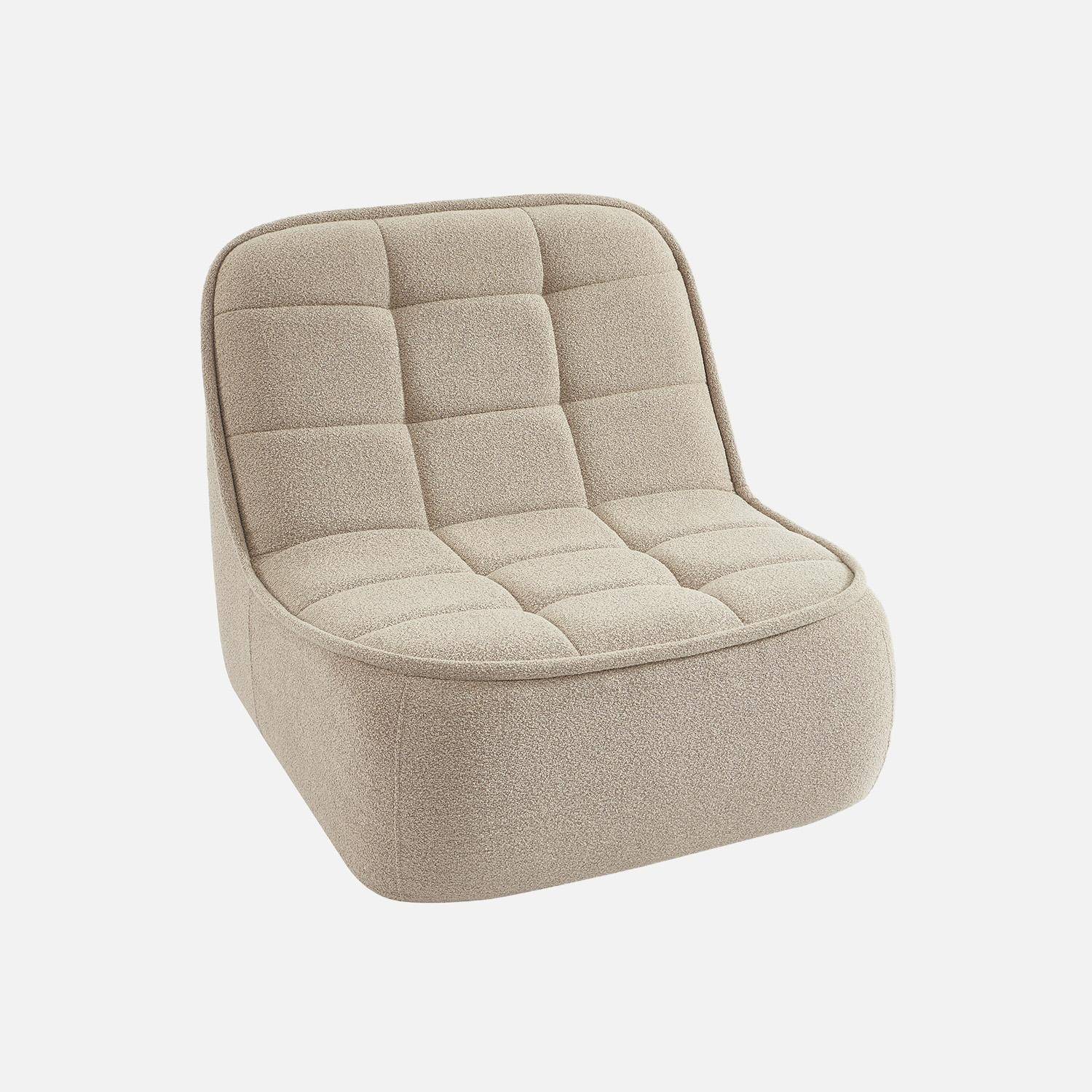 Canapé modulable bouclette texturée 3 places avec repose pied beige - Boni Photo4