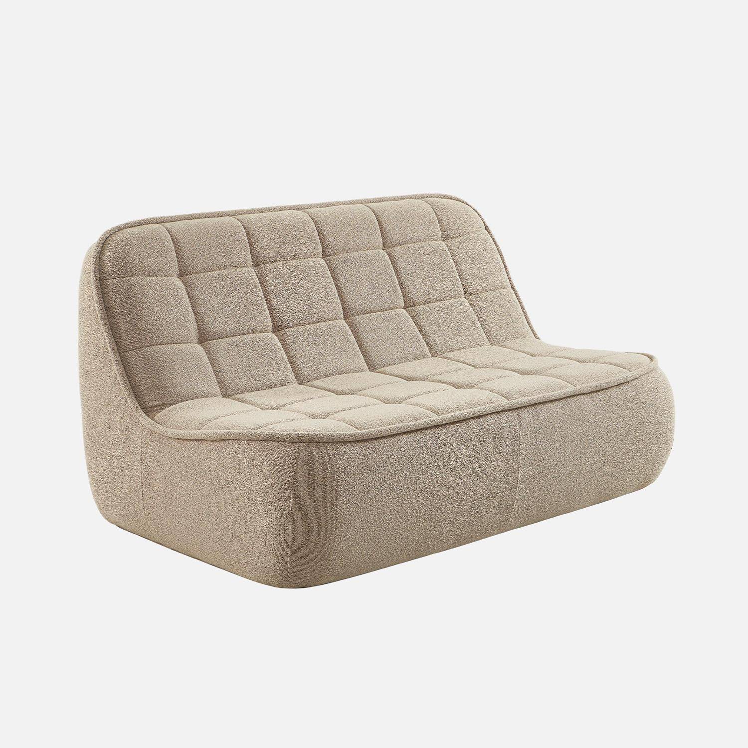 Canapé modulable bouclette texturée 3 places avec repose pied beige - Boni Photo3