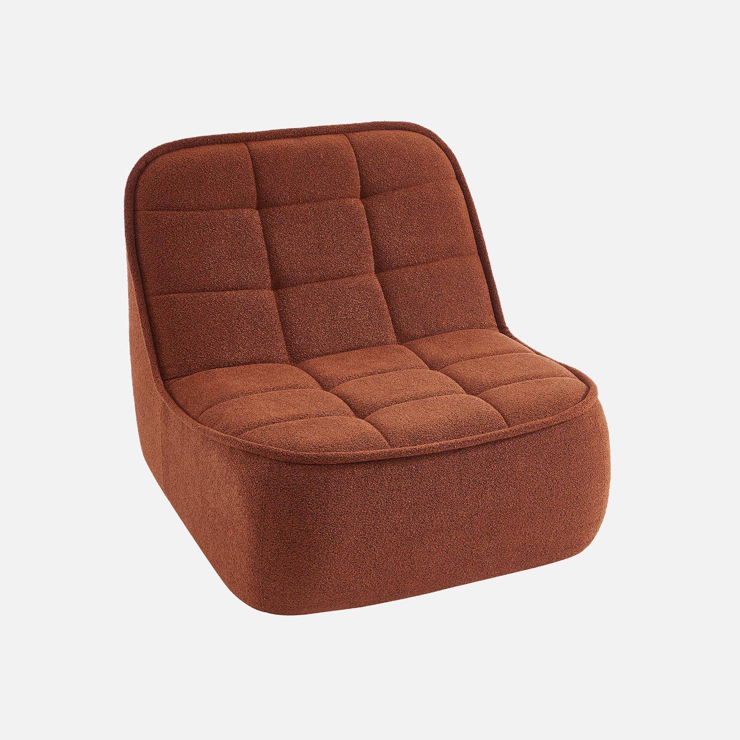 Canapé modulable bouclette texturée 3 places avec repose pied terracotta - Boni,sweeek,Photo4