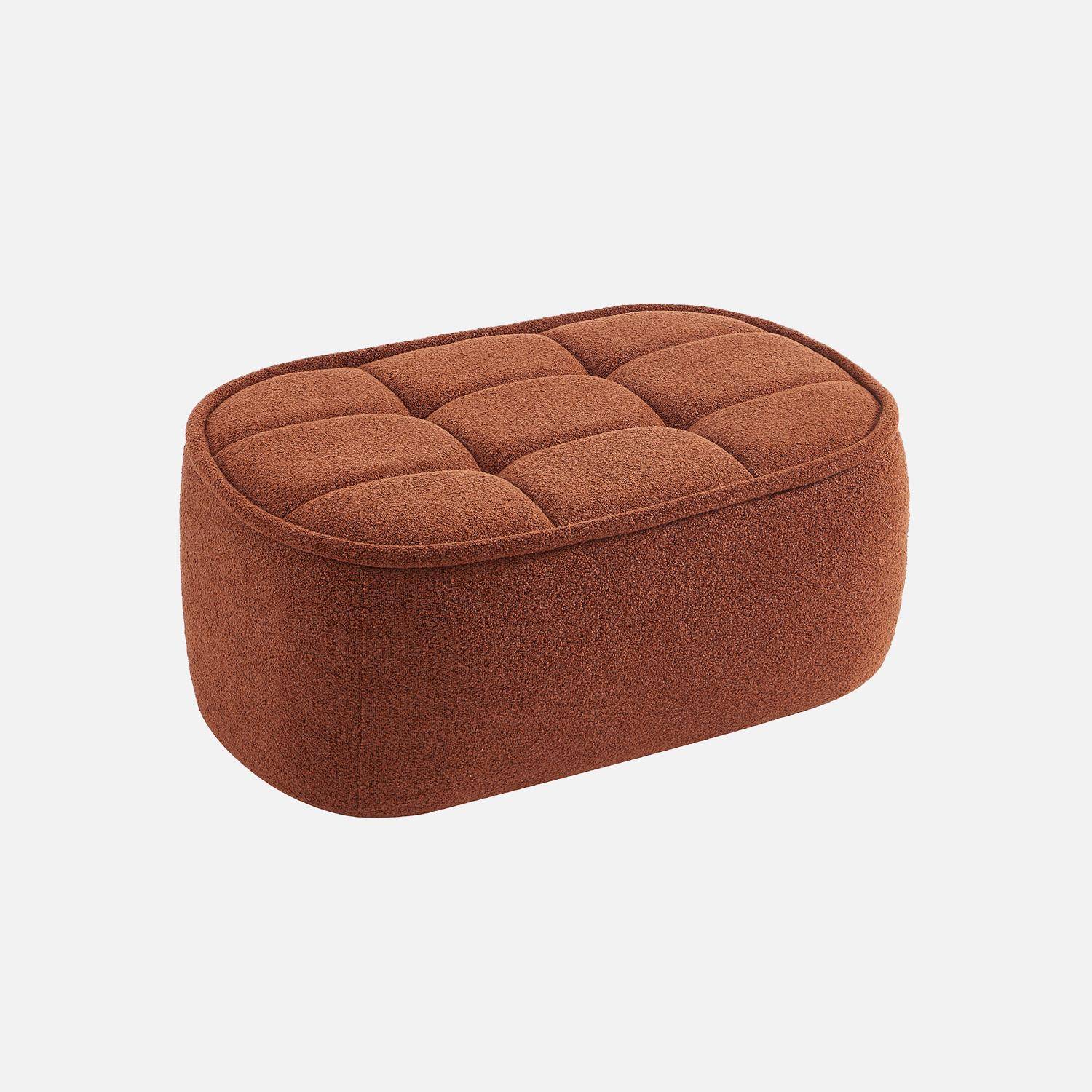 Canapé modulable bouclette texturée 3 places avec repose pied terracotta - Boni Photo5