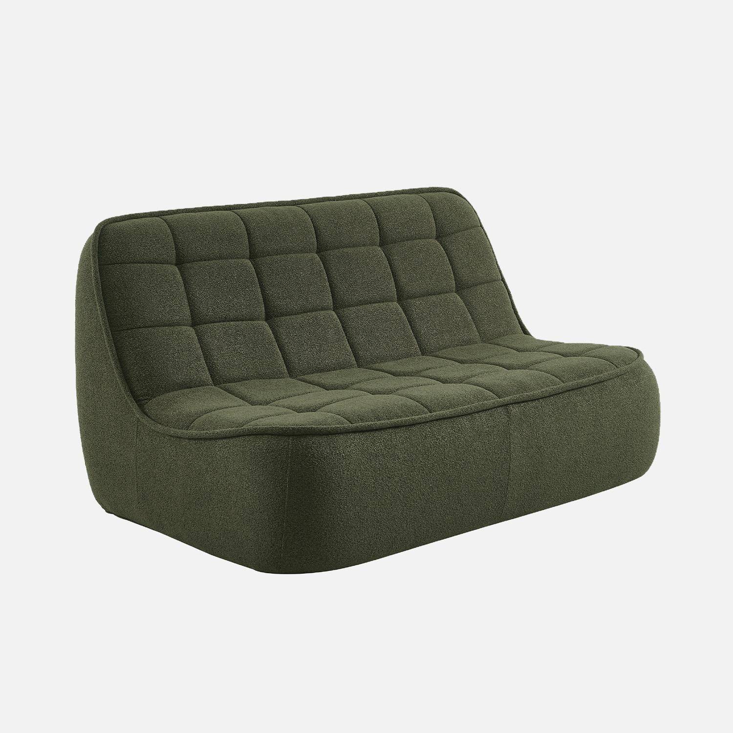 Canapé modulable bouclette texturée 3 places avec repose pied kaki - Boni Photo3