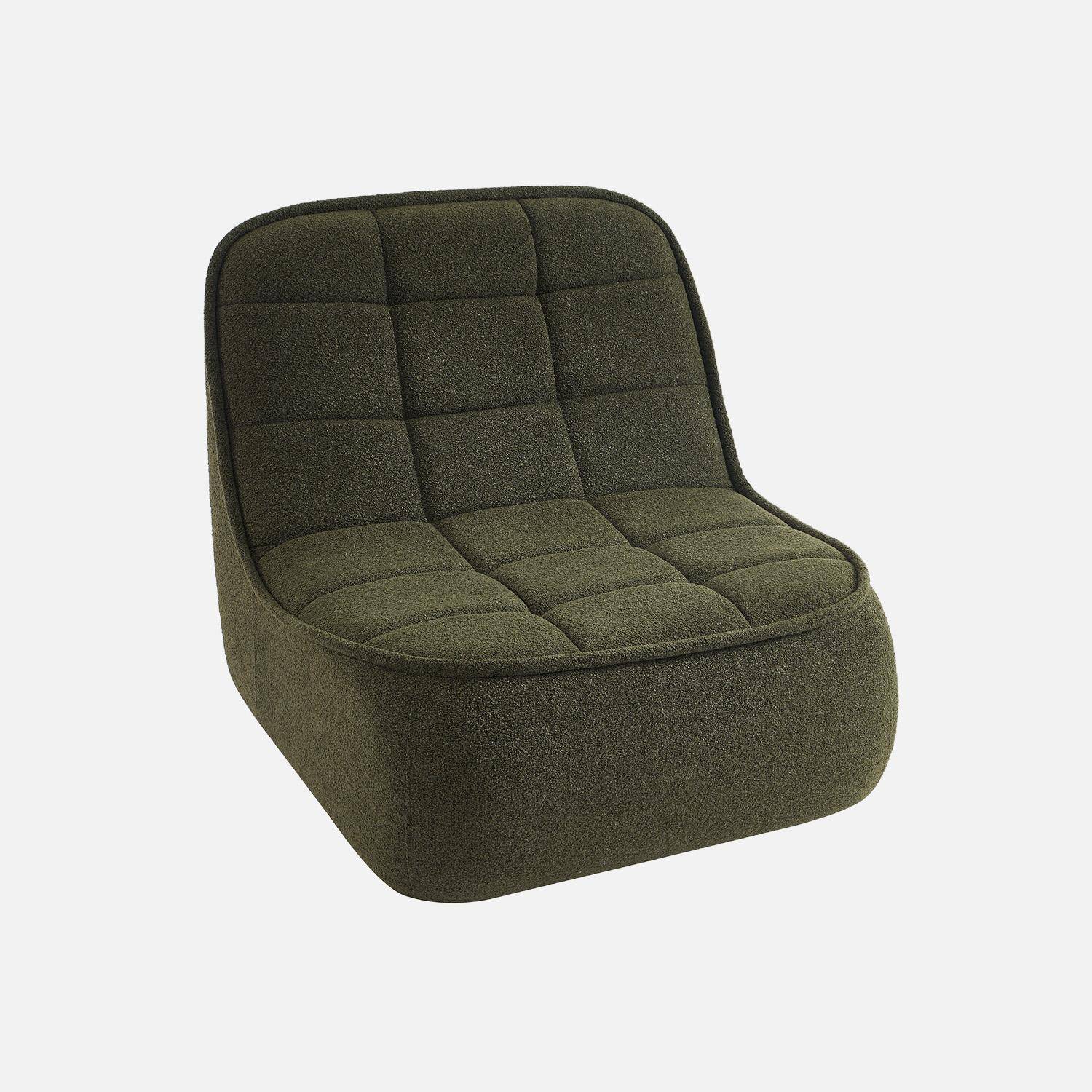 Canapé modulable bouclette texturée 3 places avec repose pied kaki - Boni Photo4