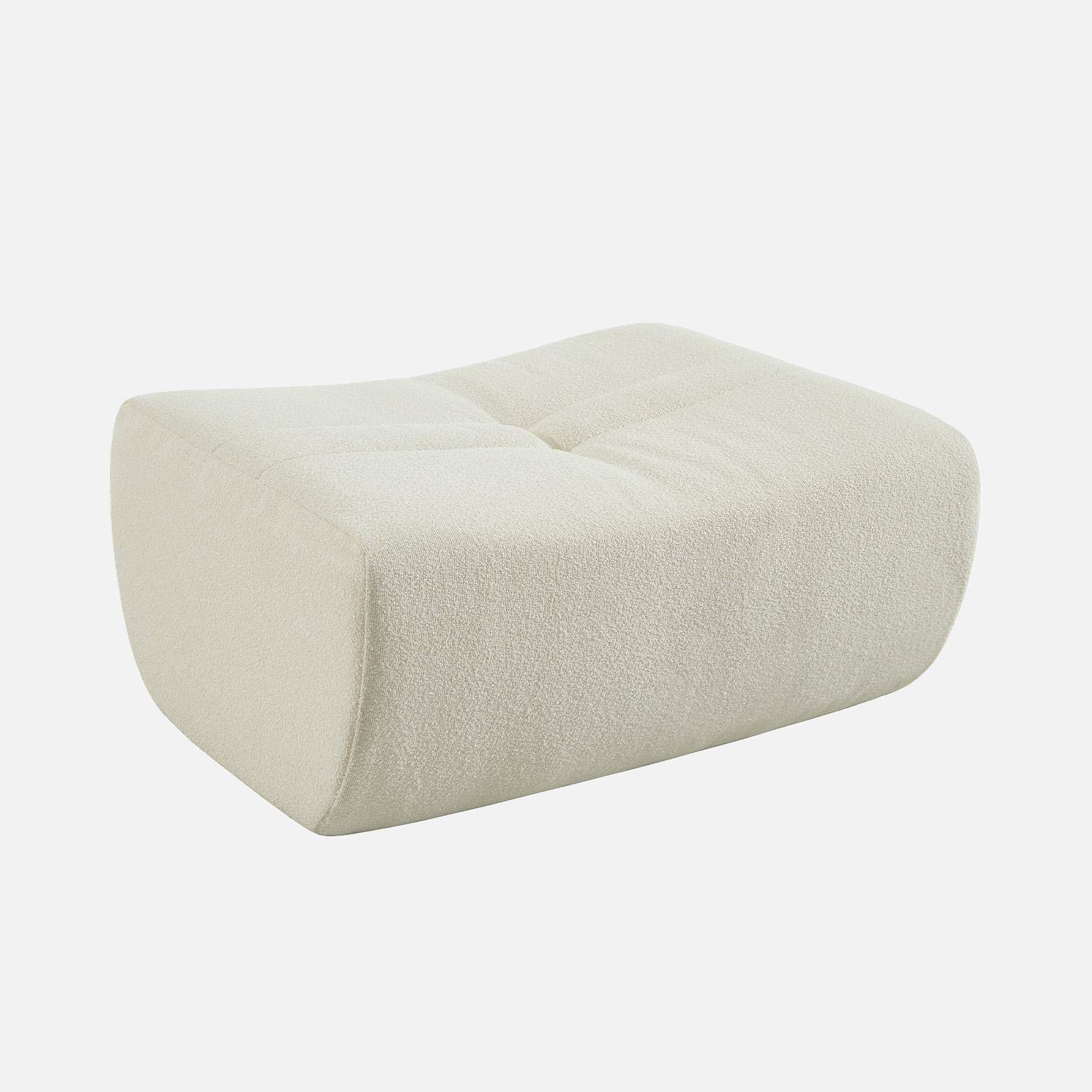 Canapé d'angle modulable 5 places avec repose pied bouclette texturée blanc - Sokol Photo4