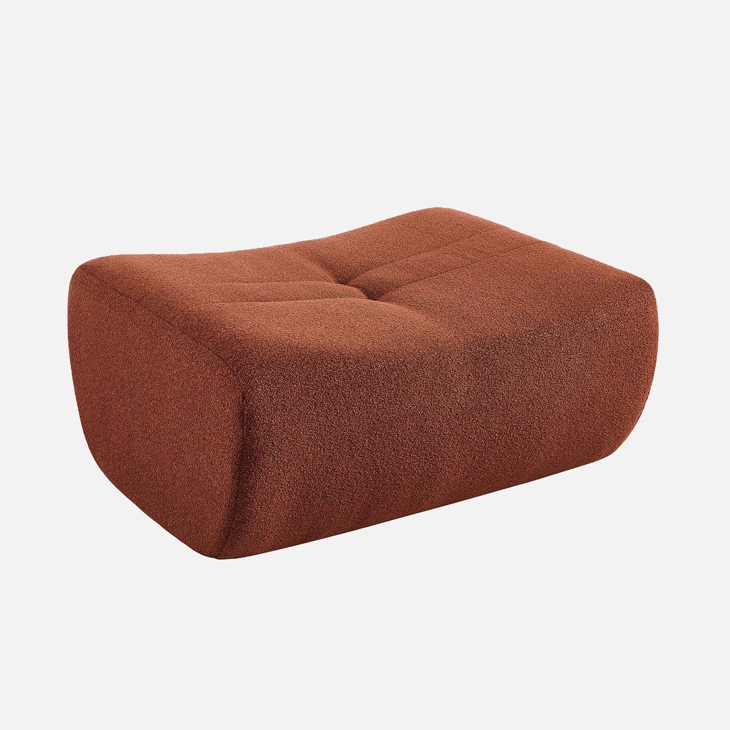 Canapé d'angle modulable 5 places avec repose pied bouclette texturée terracotta - Sokol Photo4