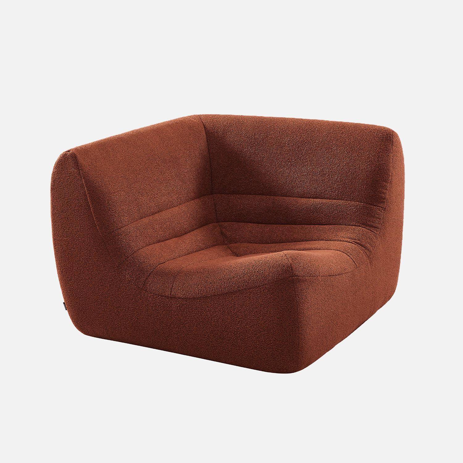 Canapé d'angle modulable 5 places avec repose pied bouclette texturée terracotta - Sokol Photo3