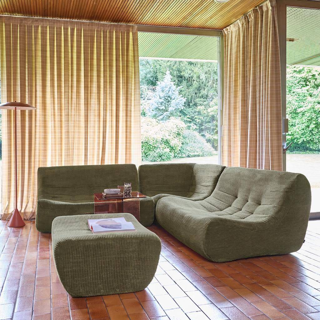 Modułowa kanapa narożna 5-osobowa z podnóżkiem ze sztruksu w kolorze khaki - Sokol,sweeek,Photo4
