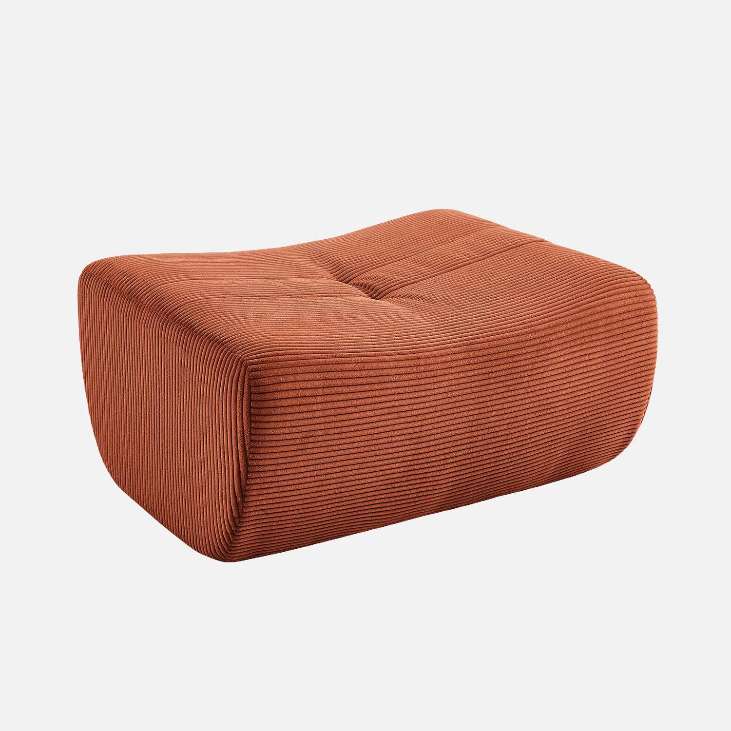 Canapé d'angle modulable 5 places avec repose pied velours côtelé terracotta - Sokol Photo4