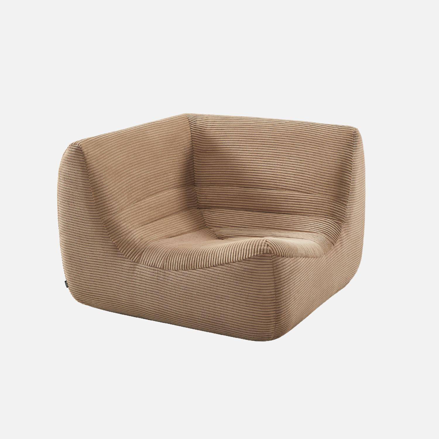 Canapé d'angle modulable 5 places avec repose pied velours côtelé beige foncé - Sokol Photo3