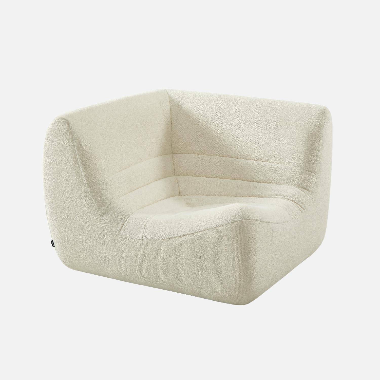 Canapé d'angle modulable 7 places avec repose pied bouclette texturée blanc - Sokol Photo3