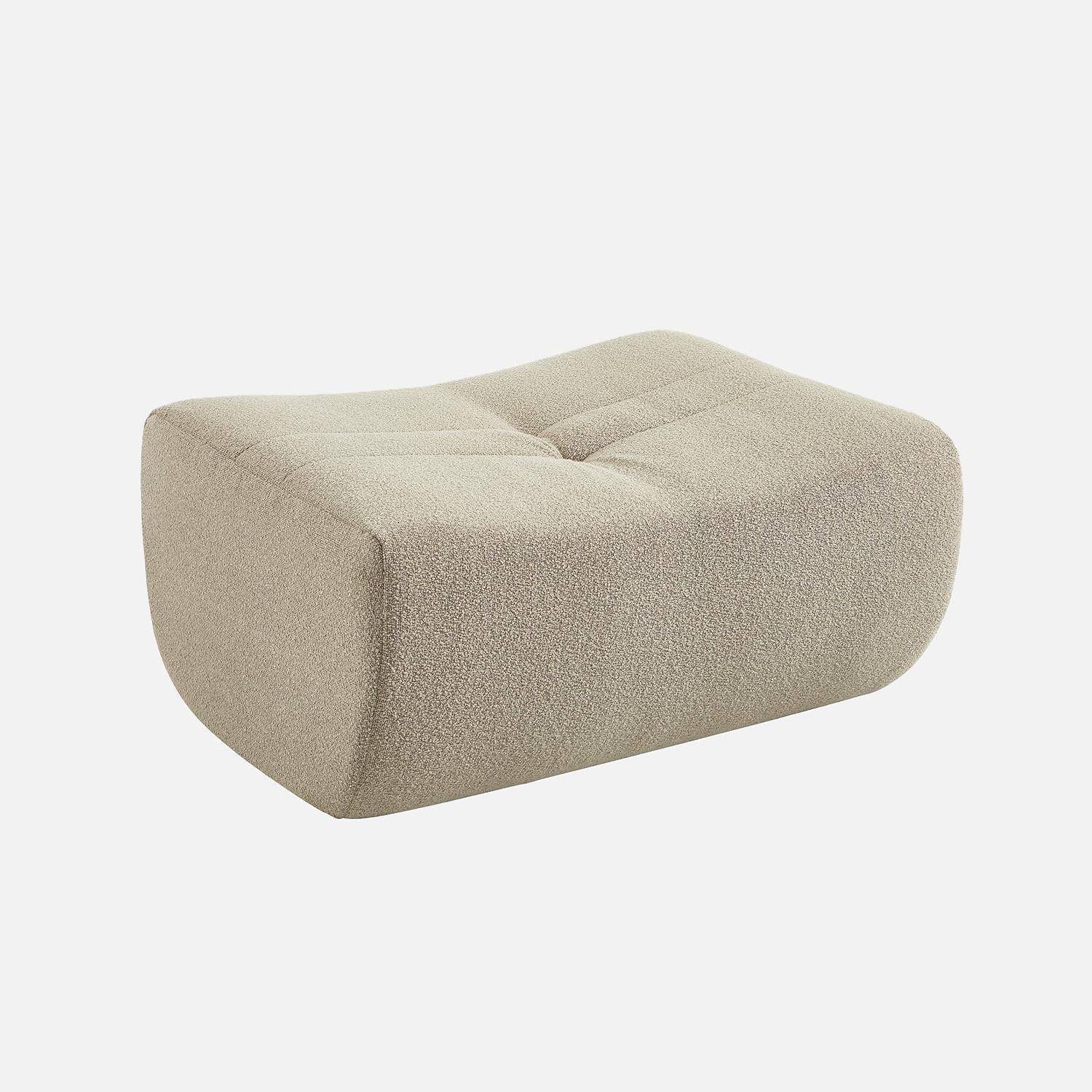 Canapé d'angle modulable 7 places avec repose pied bouclette texturée beige - Sokol,sweeek,Photo4