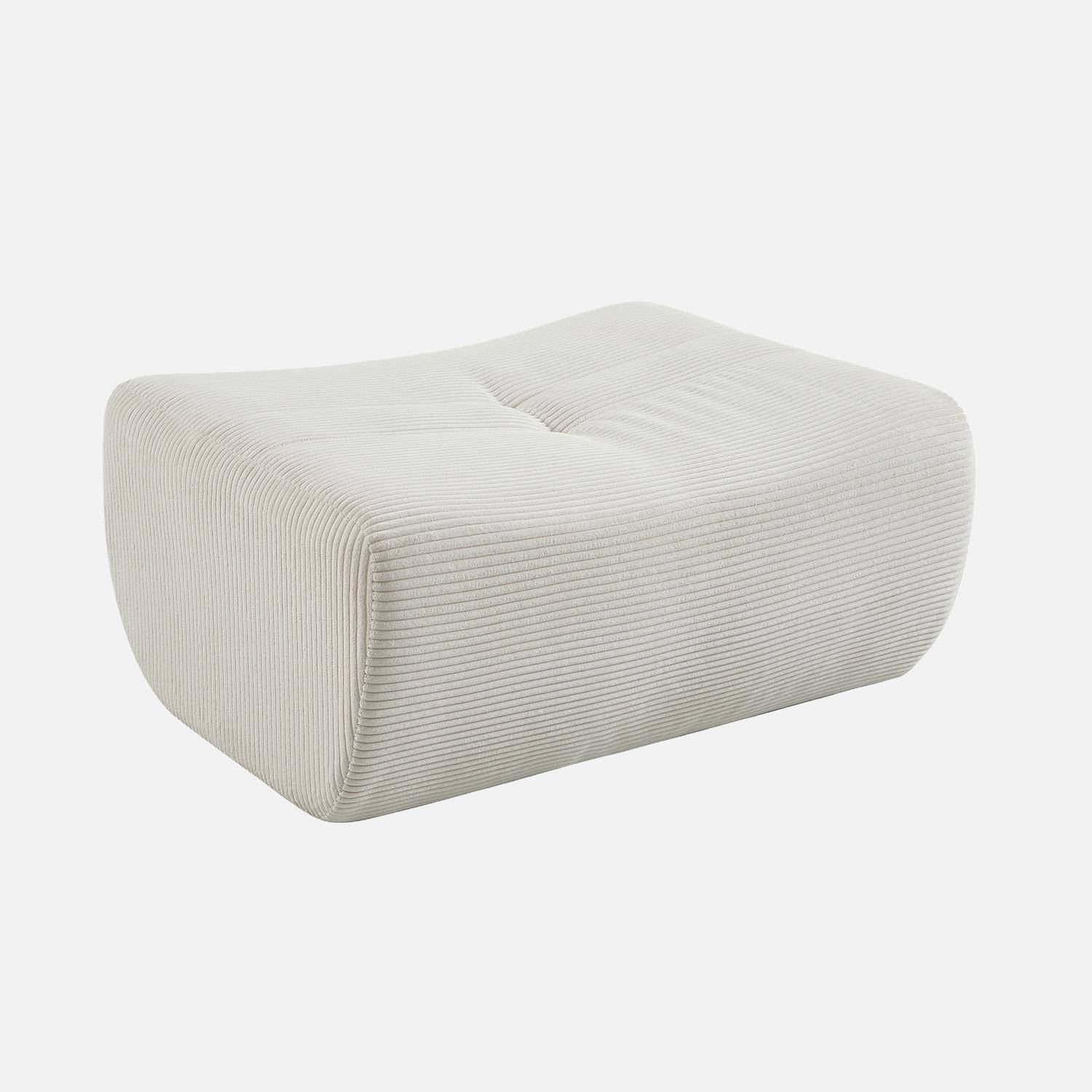 Canapé d'angle modulable 7 places avec repose pied velours côtelé blanc - Sokol Photo4